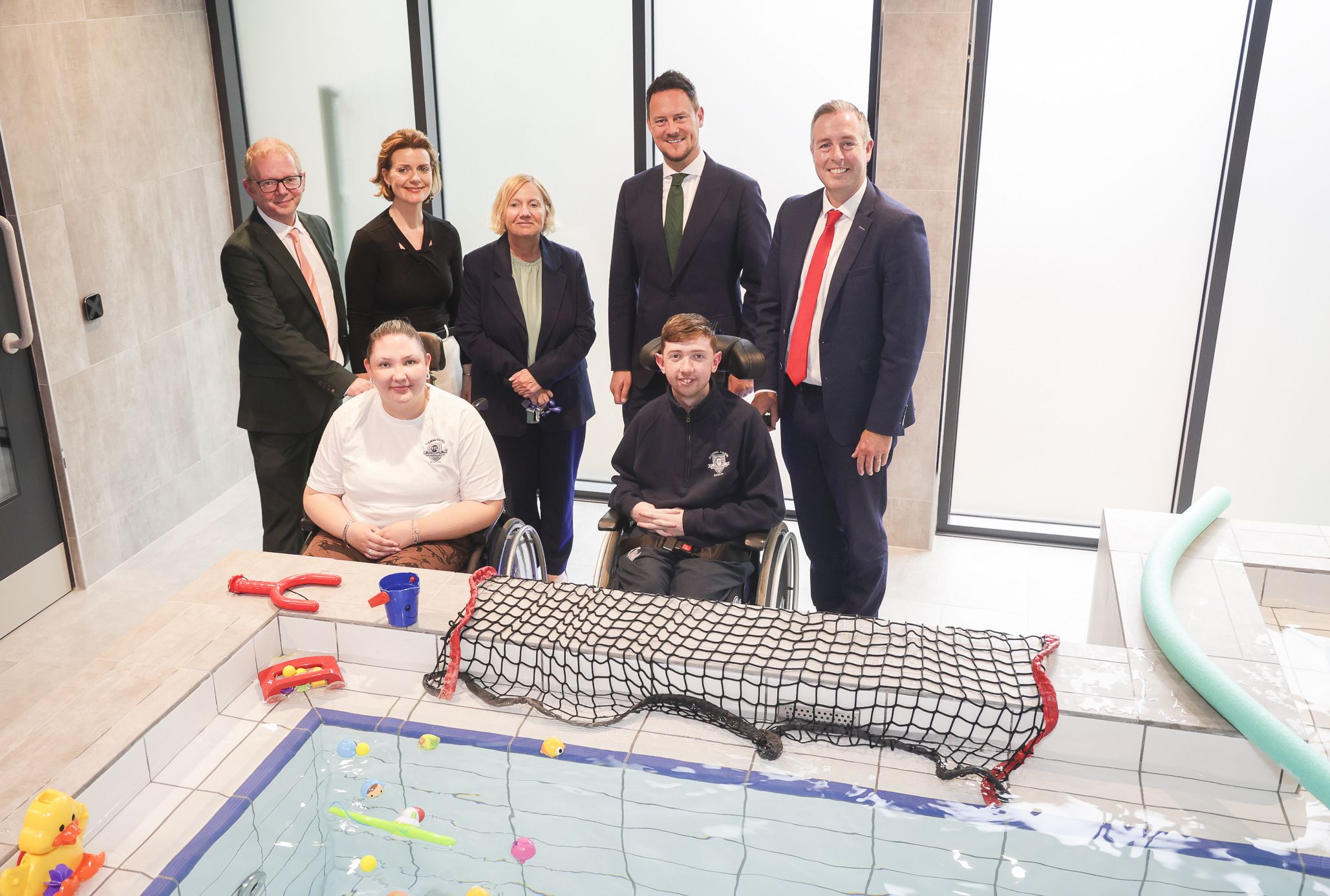 NEW FACILITY: Education Minister Paul Givan was on hand to view the new pool at Fleming Fulton