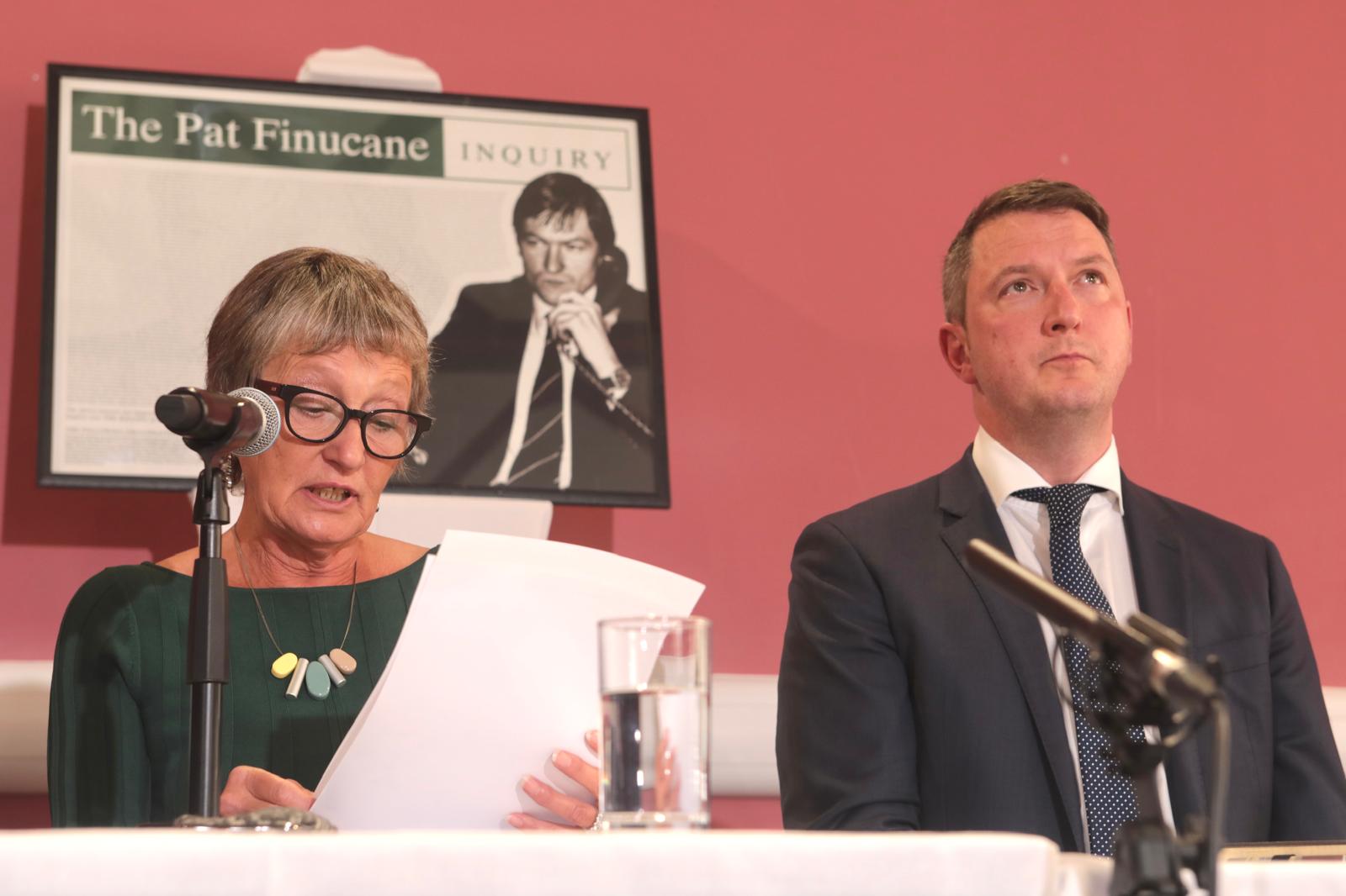 EMOTIONAL: Pat\'s wife Geraldine and son, North Belfast MP John Finucane, as the announcement of a public inquiry las September