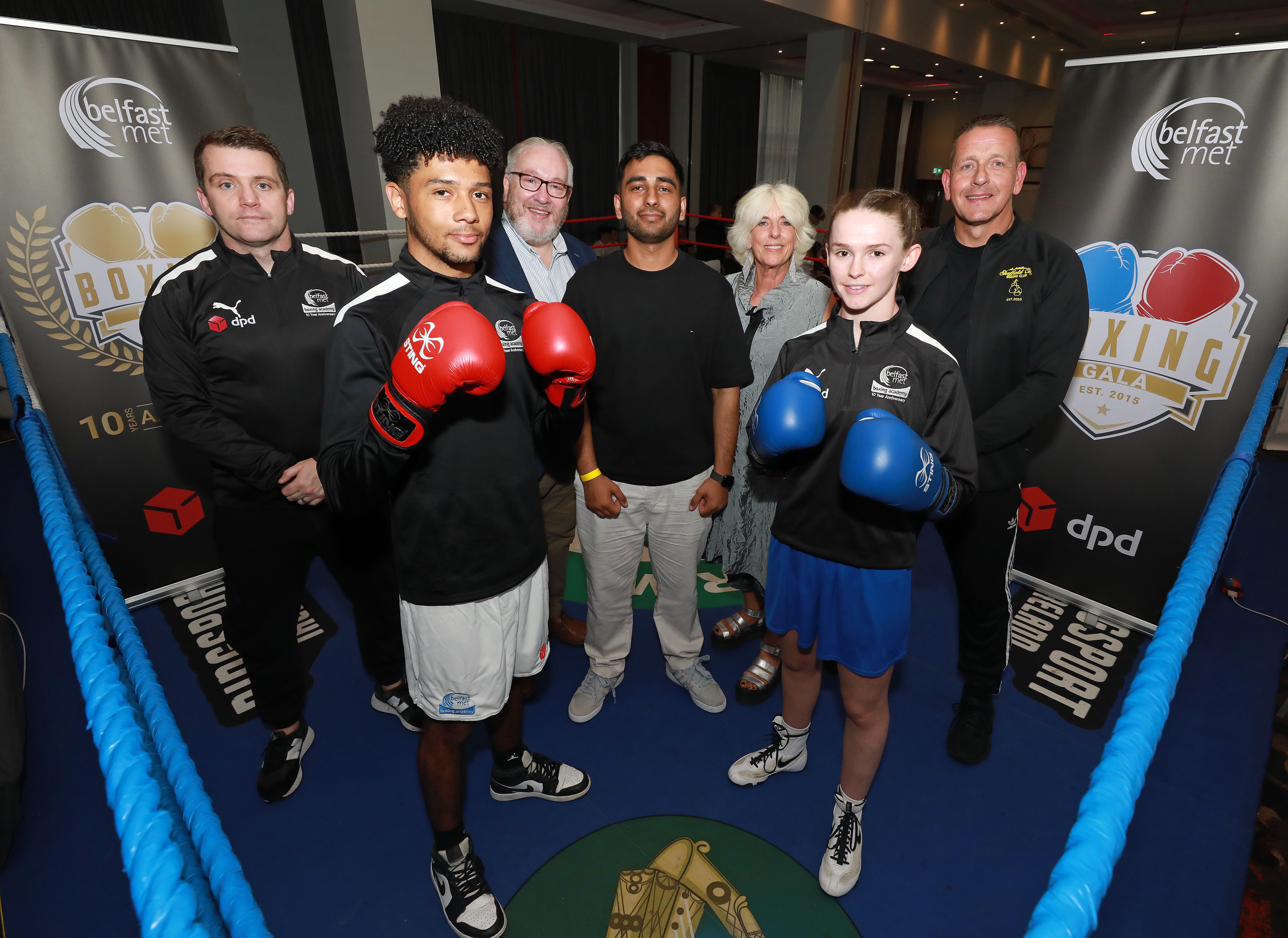 TOGETHER: John Mulhern, Belfast Met; Kai Devlin, Belfast Met; Damien Duffy, Belfast Met; Wajih Syed, DPD; Sharon Rivers, Belfast Met; Connie Gibbons, Ulster University; Brendan Warburton MBE, Sheffield City Boxing Club
