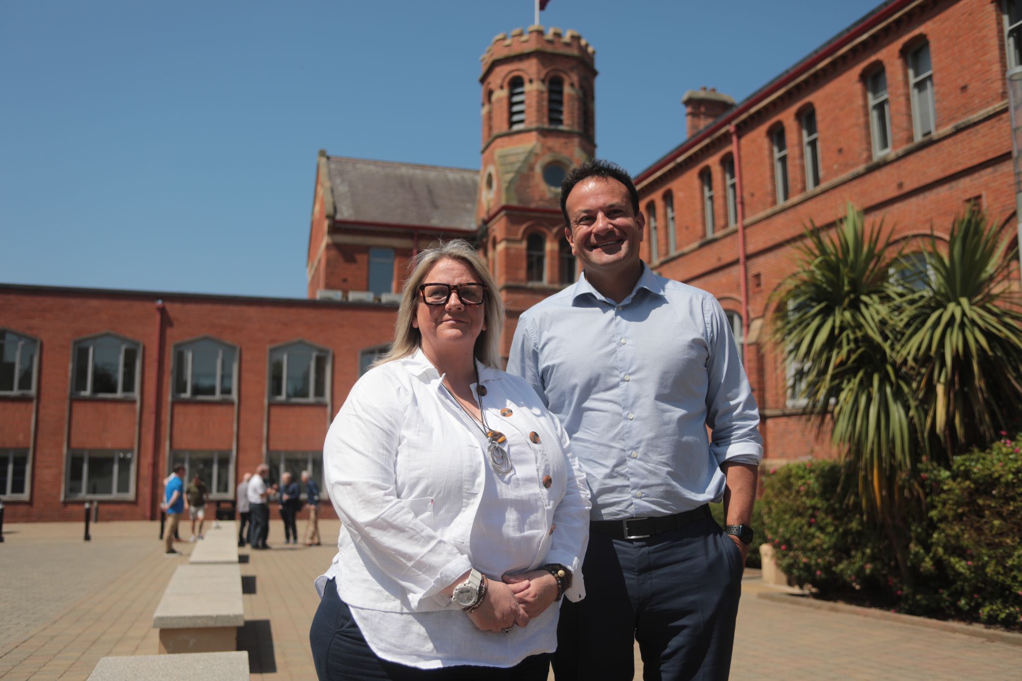 DISCUSSION: Rev Karen Sethuraman and Leo Varadkar at St Mary\'s University College on Friday