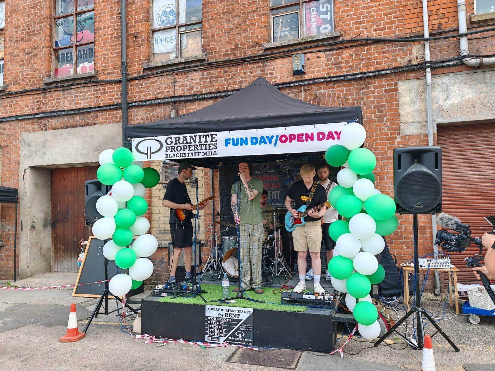 HITTING THE RIGHT NOTE WITH CUSTOMERS: Franklin perform for Fun Day visitors at Attic Access NI\'s Blackstaff Mill premises on Saturday