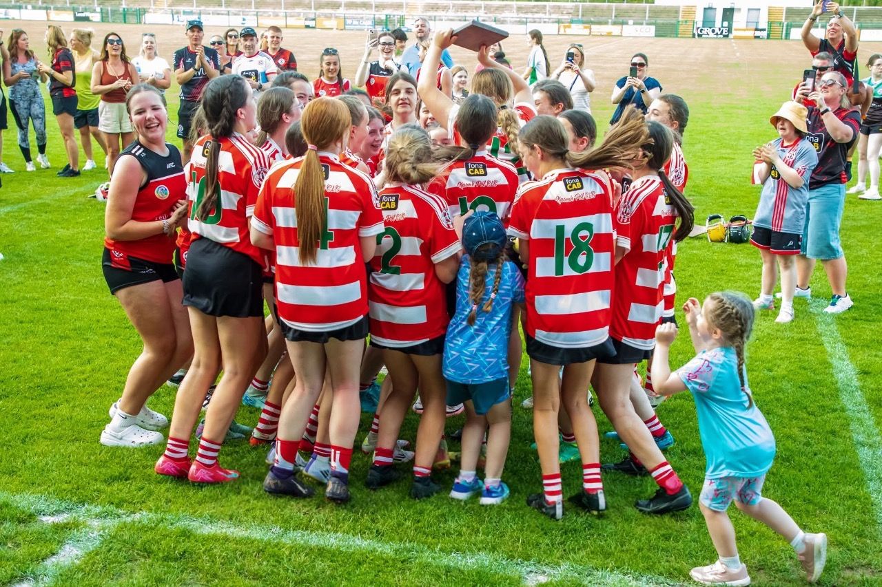 JOY: The U15 Camógs celebrate a deserved cup victory for St Paul\'s