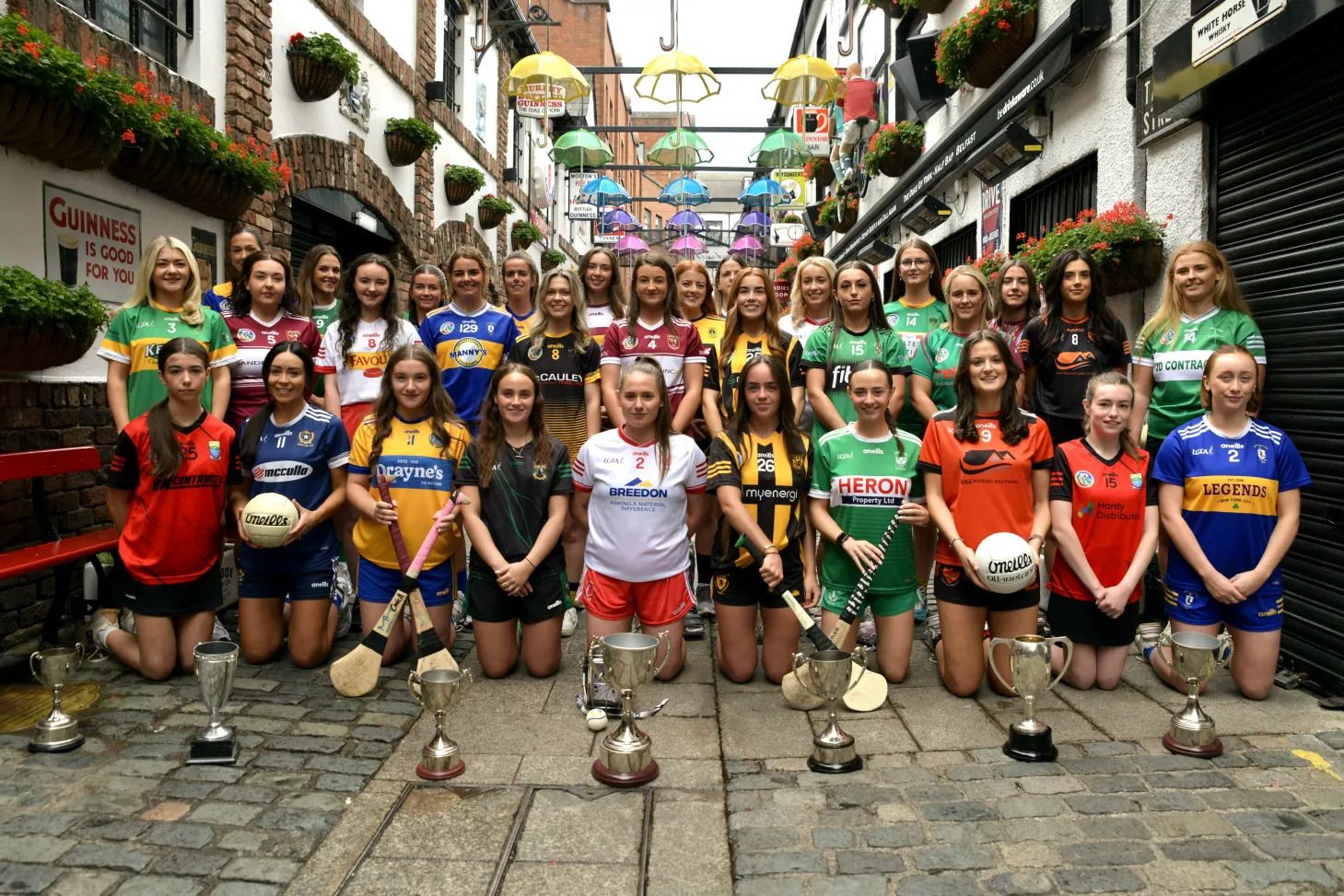 CLUB COLOURS: The Launch of the Antrim LGFA and Camogie Championship campaigns took place at the weekend 