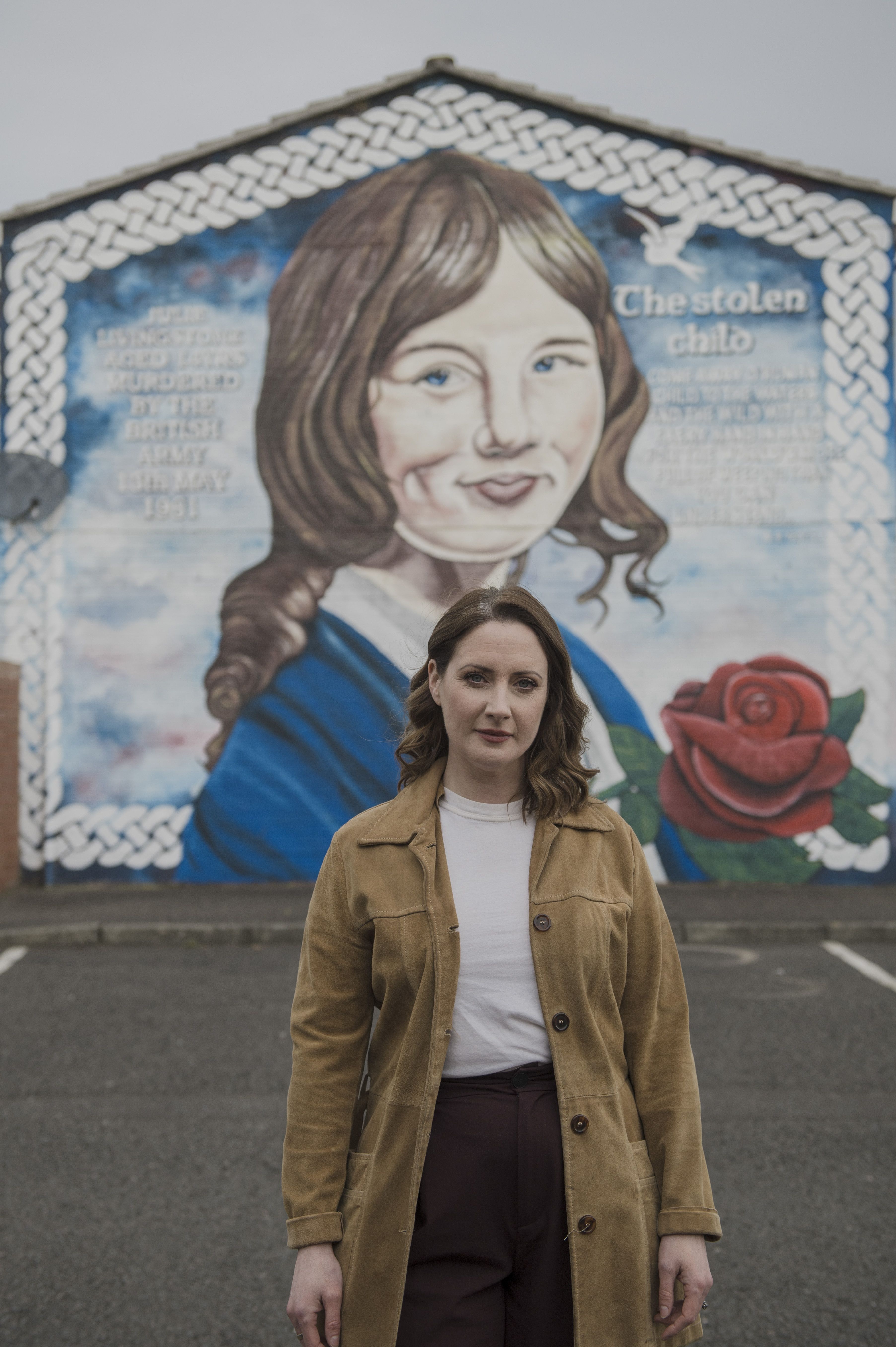 PERSONAL STORY: Playwright and actress Charlotte McCurry at the mural in Lenadoon dedicated to her aunt Julie Livingstone
