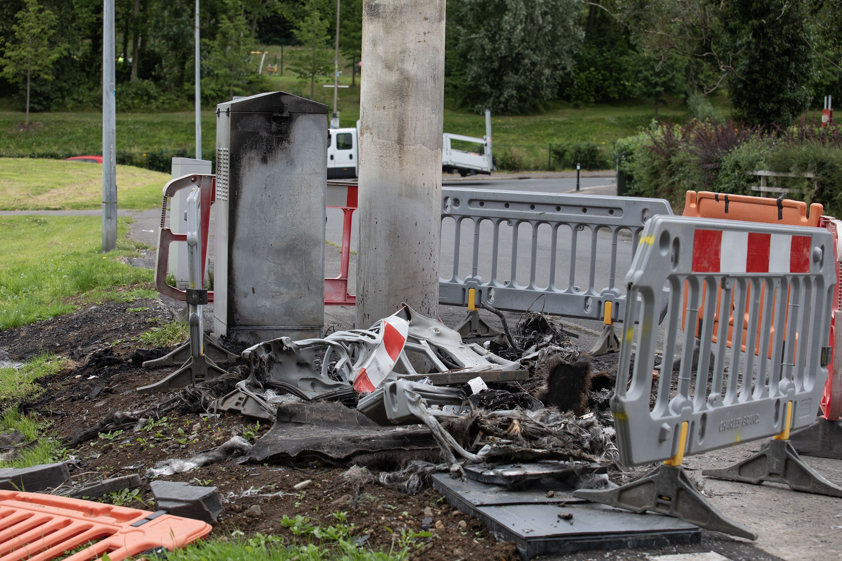 DAMAGE: The 5G mast site, off the Stewartstown Road was targeted twice at the weekend