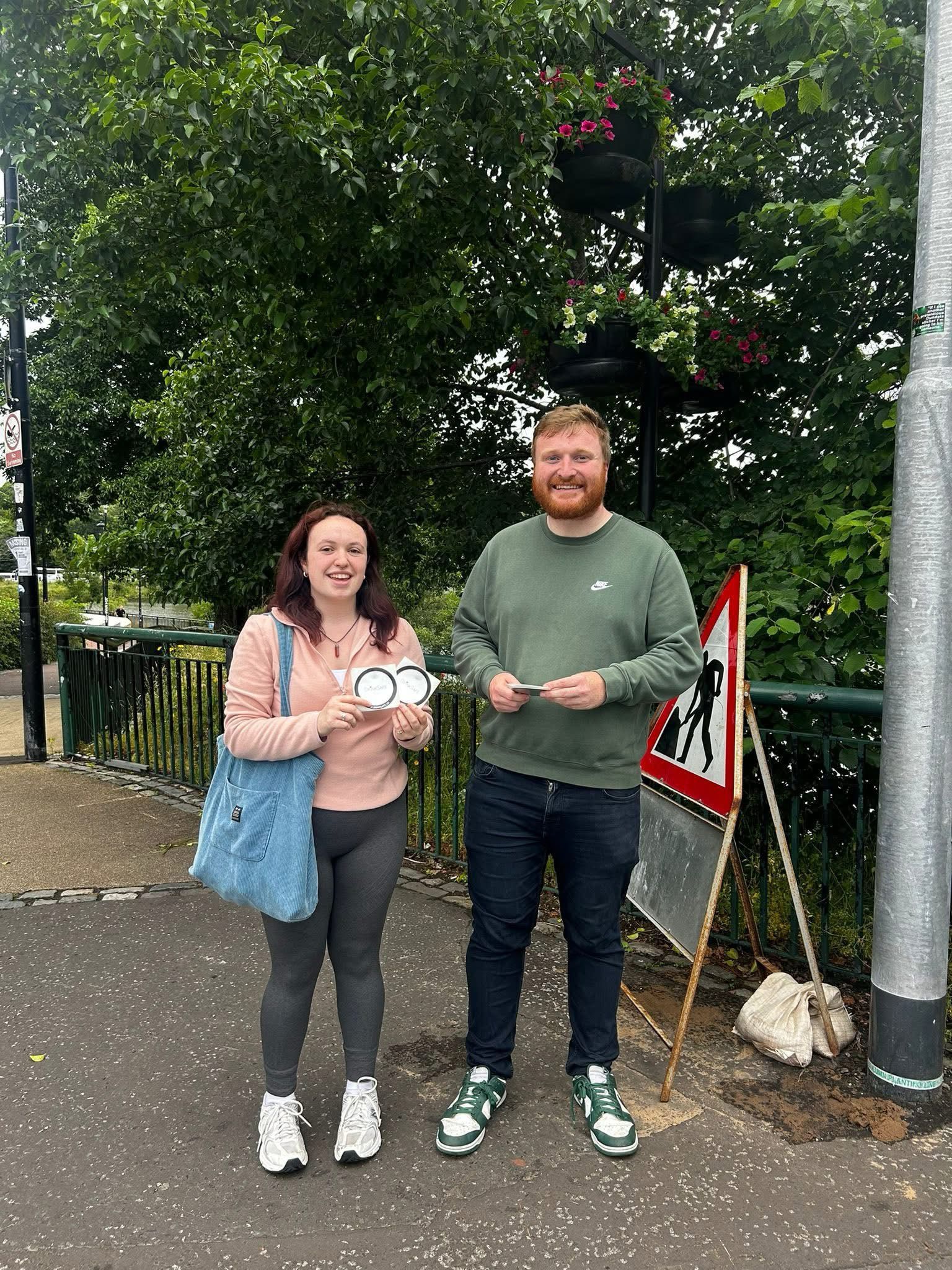 CAMPAIGN: Annie McManus, Women’s Officer with Ógra Shinn Féin, and Councillor Conor McKay