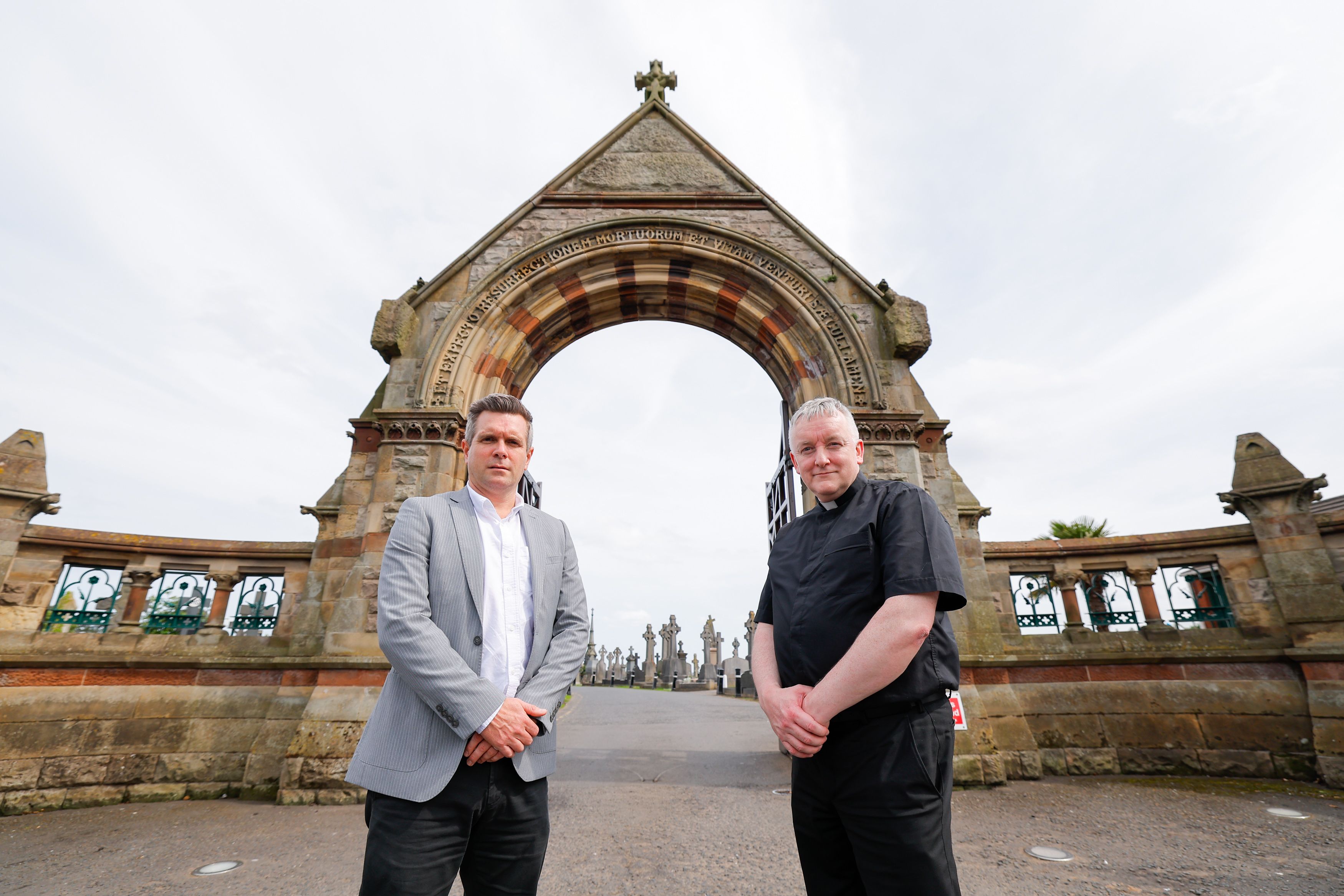 PLANS: Gareth Hughes, Chief Operating Officer, and Father Edward McGee, Down and Connor Diocesan Trust at Milltown Cemetery