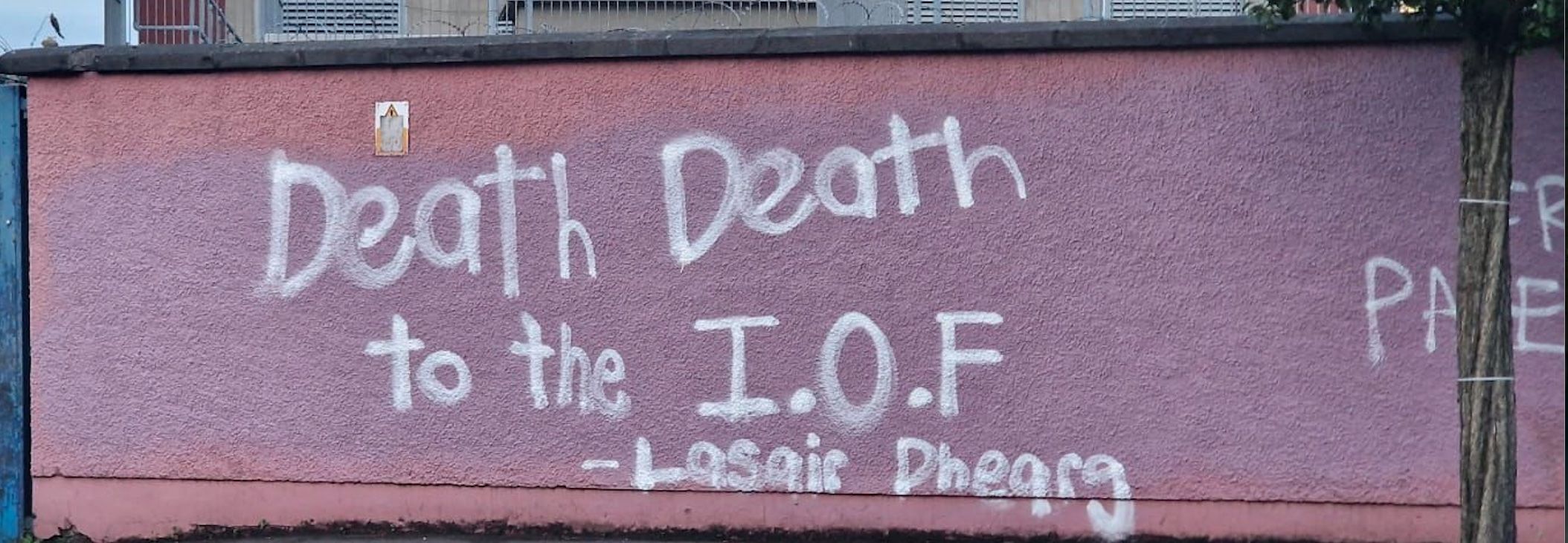 The graffiti outside the Royal Victoria Hospital