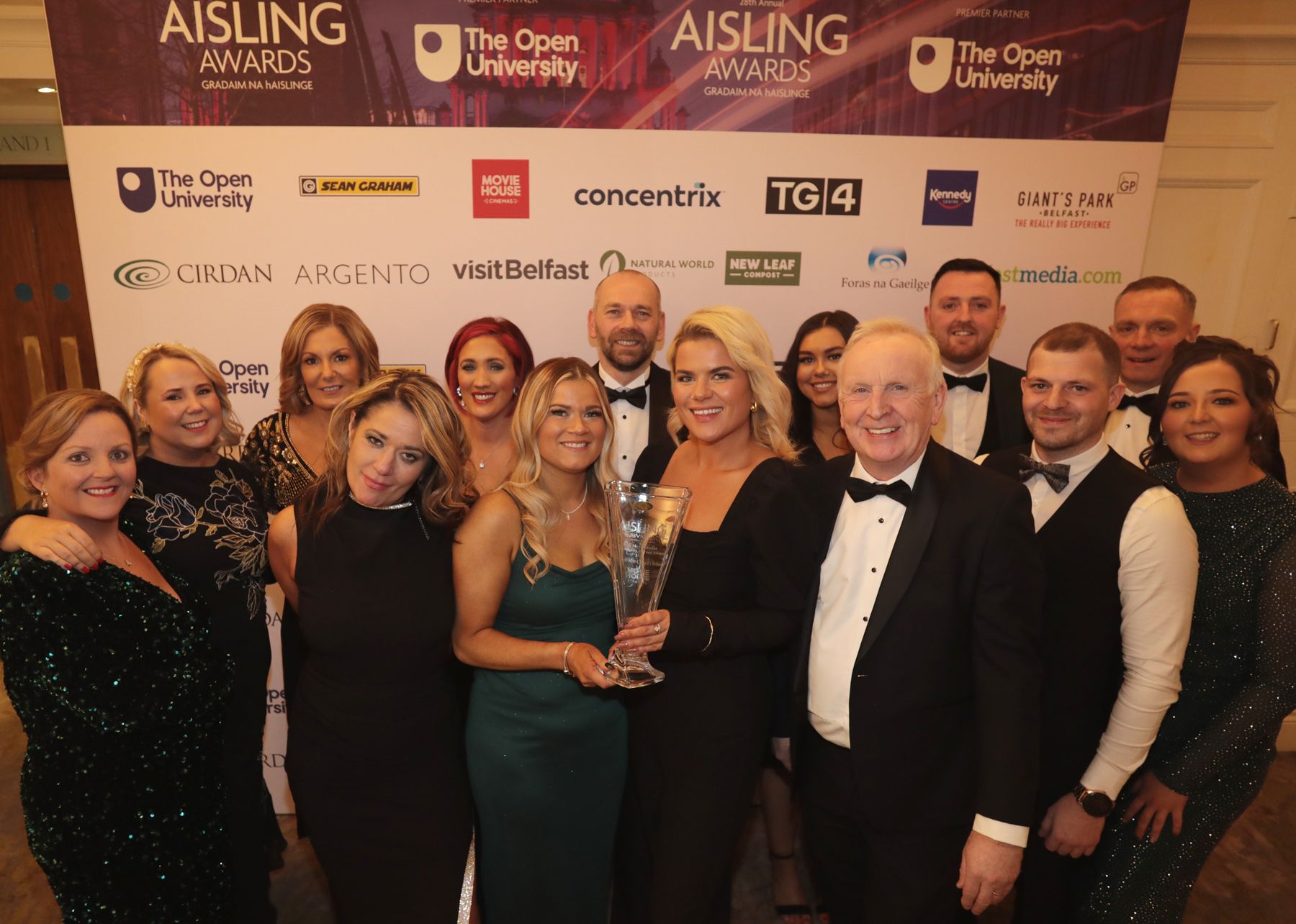 DREAM TEAM: Michael McAdam celebrates with the winners of the Movie House-sponsored Community Award at the 2024 Aisling Awards (which he has sponsored for the past two decades) to Friends of St Gerard\'s Special School
