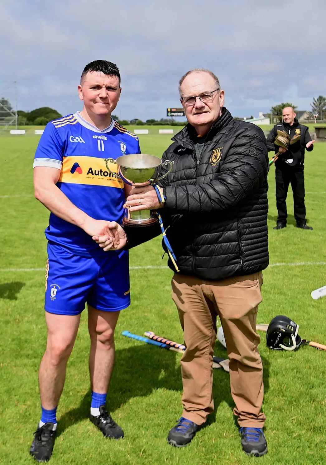 CHAMPIONS: Captain Declan McCartney pictured with league title on Sunday afternoon