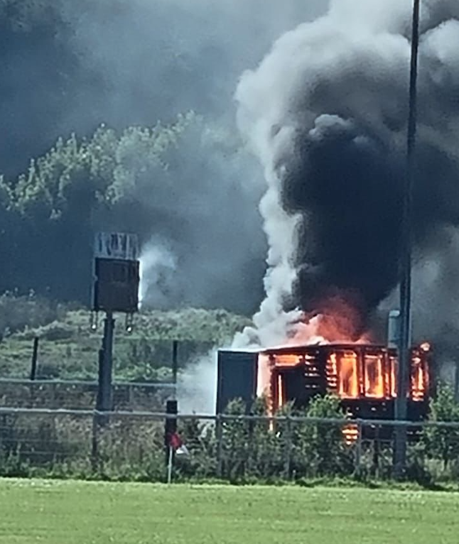 UP IN SMOKE: Yesterday\'s attack on Lámh Dhearg in Hannahstown