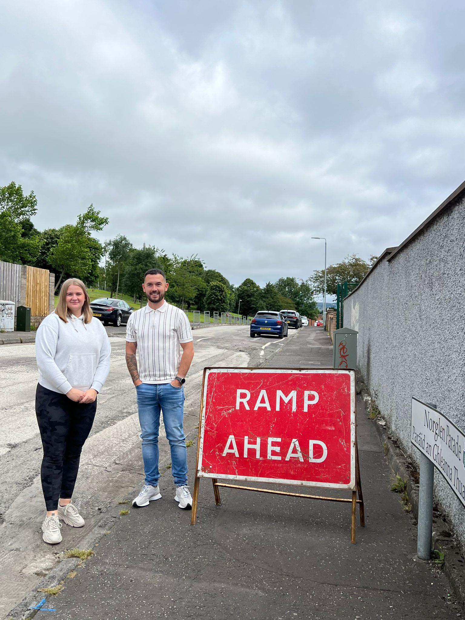 RESURFACING WELCOMED: Sinn Féin councillor Michael Donnelly and West Belfast MLA Aisling Reilly