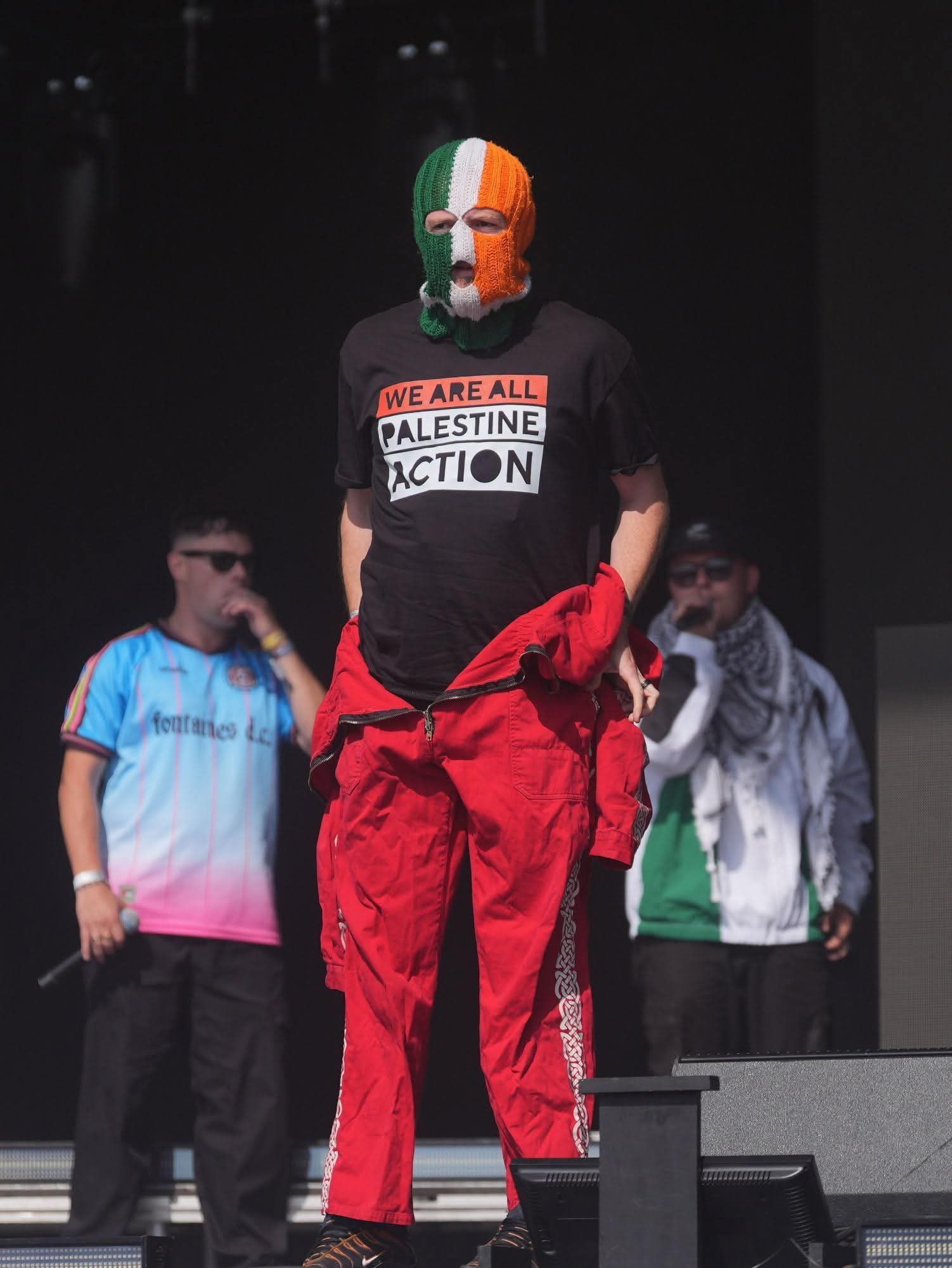 NO POLICE ACTION: Kneecap on stage at Glastonbury