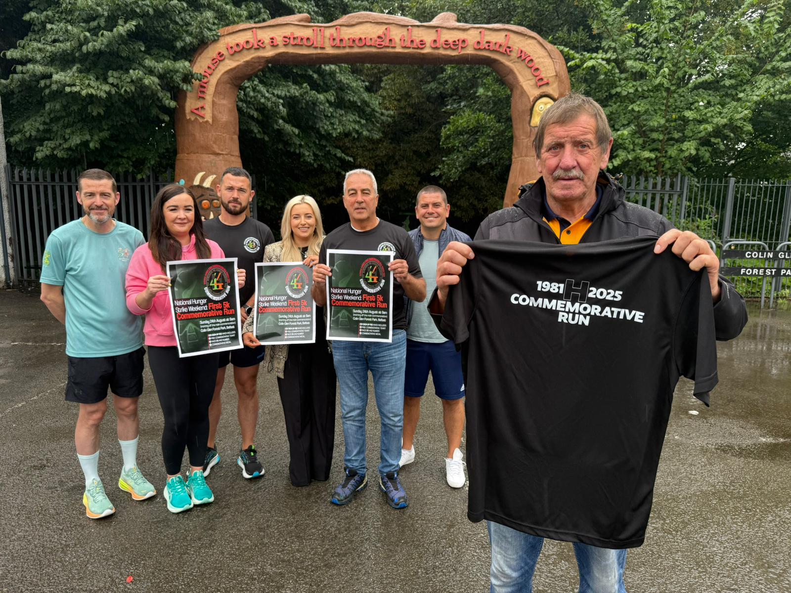 BEST FEET FORWARD: Sinn Féin reps with Michael Doherty, brother of hunger striker Kieran, ahead of the 5K run on August 24