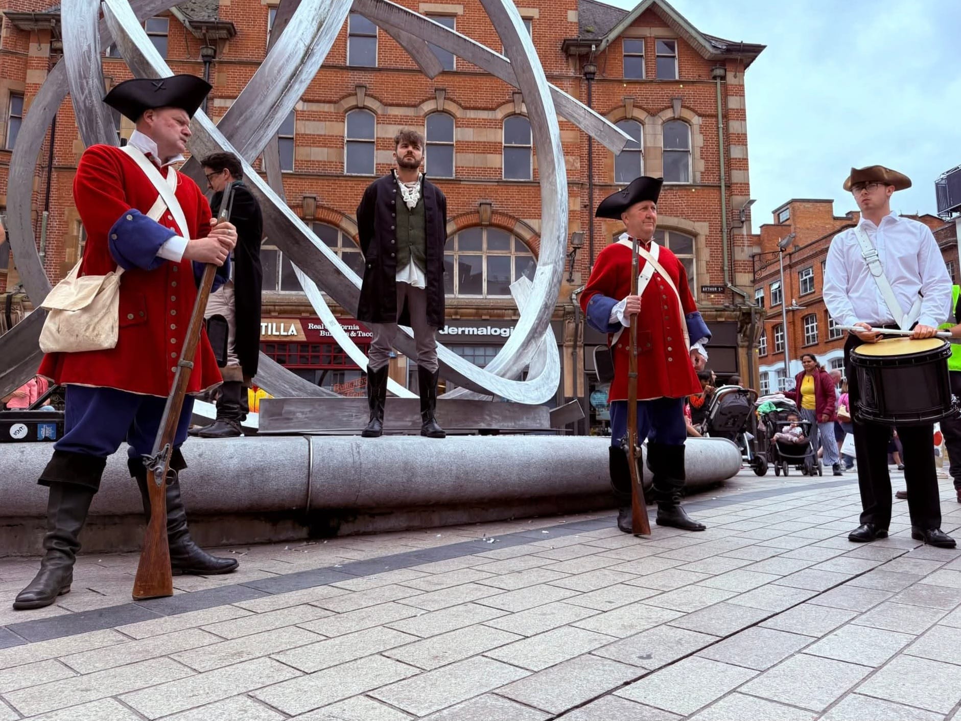 POIGNANT: Actor Chris Grant in Corn Market where Henry Joy McCracken was executed in 1798