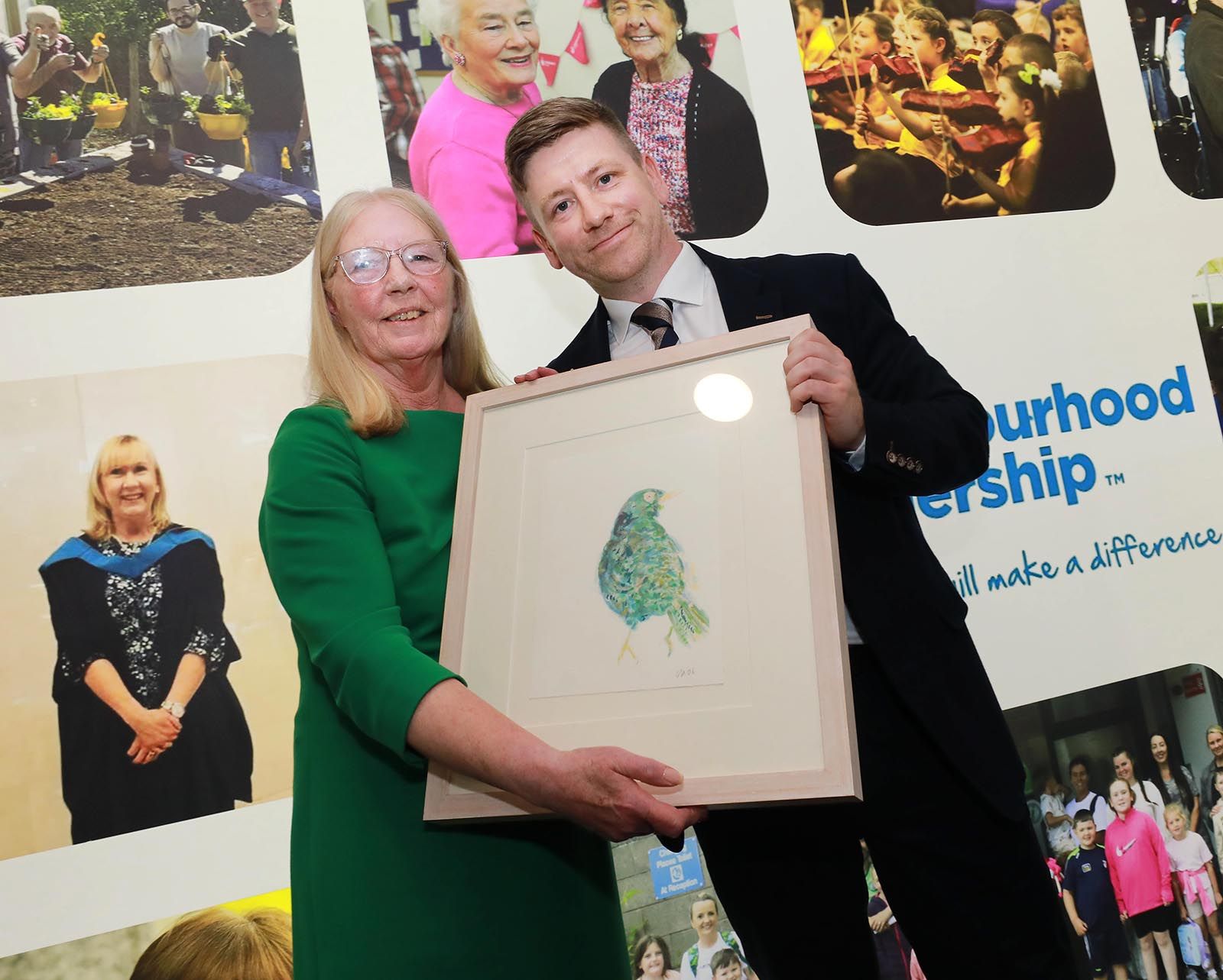 IN THE FRAME: CNP Manager Annie Armstrong holds her framed gift which was presented by Chairperson Michael Cooper 
