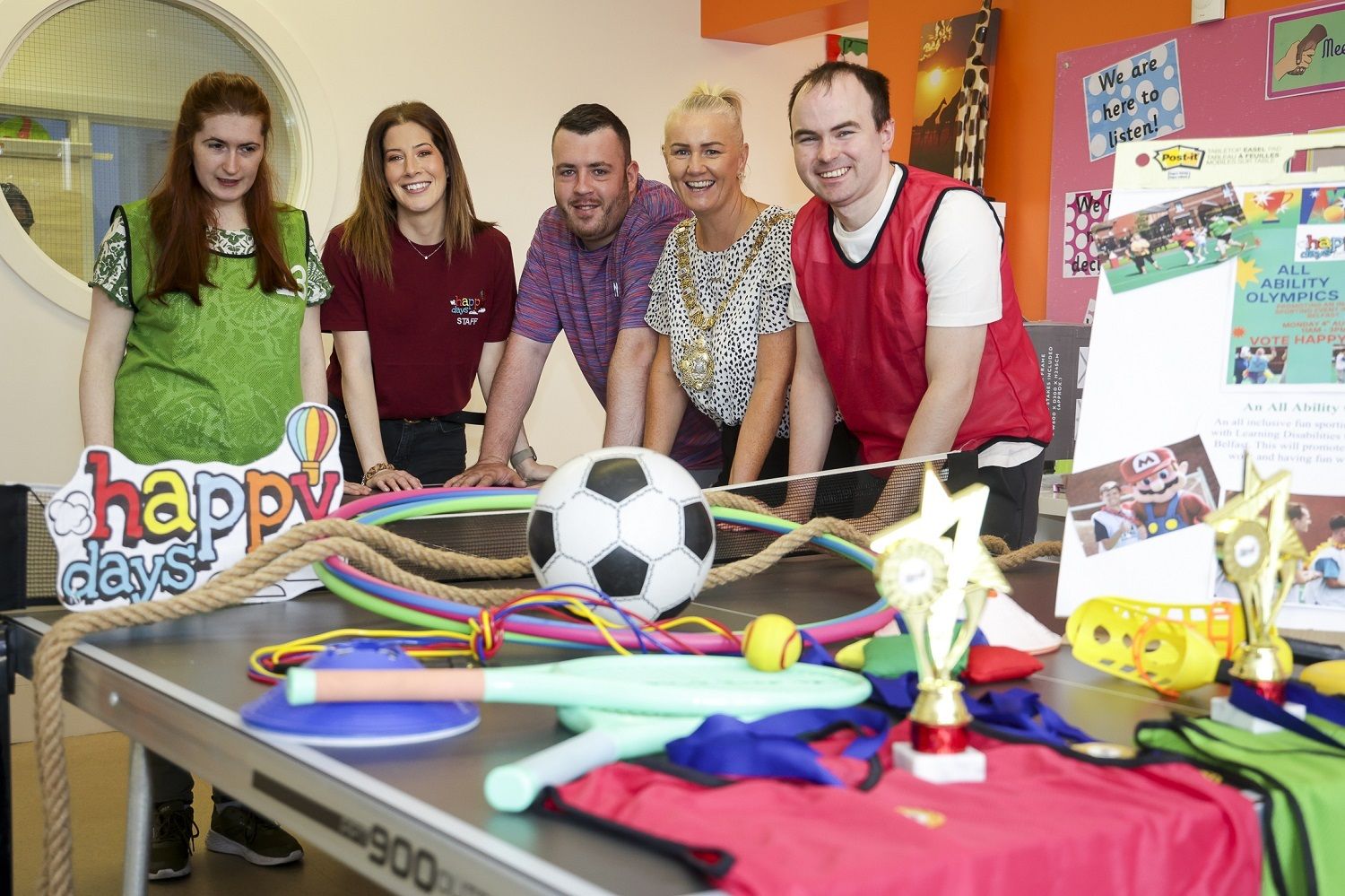 FUNDING BOOST: Lord Mayor Councillor Tracy Kelly with Happy Days Manager Susie Vent and service users Carolann Laird, Gary Burns and John McClune