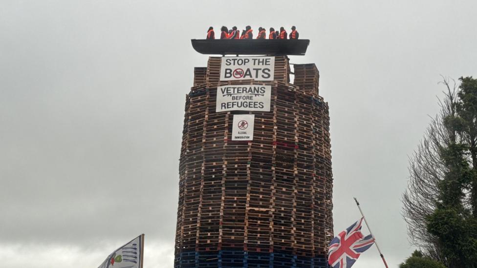TRADITIONAL: This racist display on a Moygashel bonfire was one of a torrent of negative stories about the Eleventh/Twelfth 