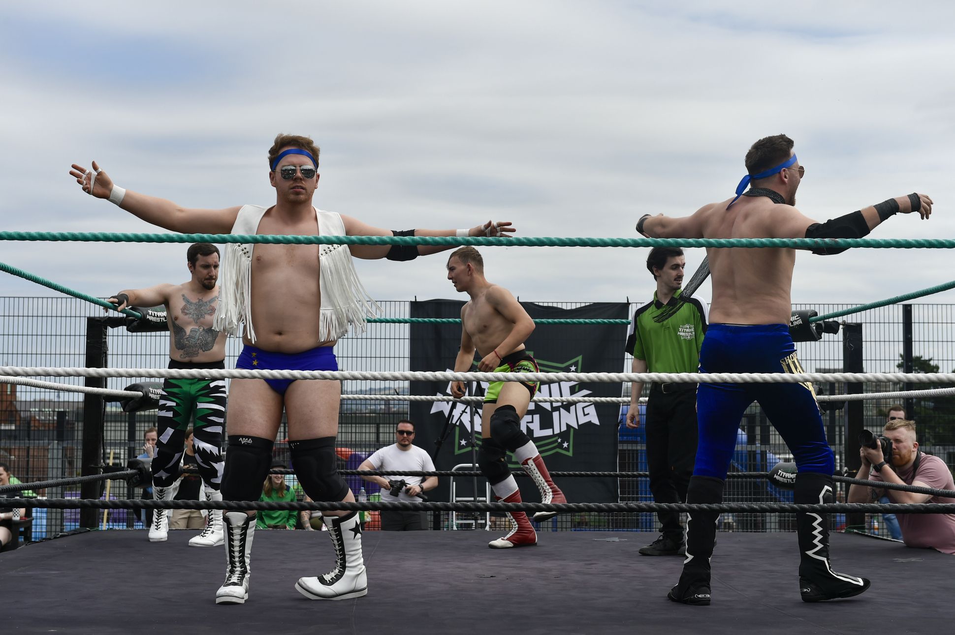 Wrestlers entertain the crowds at Party in the Park