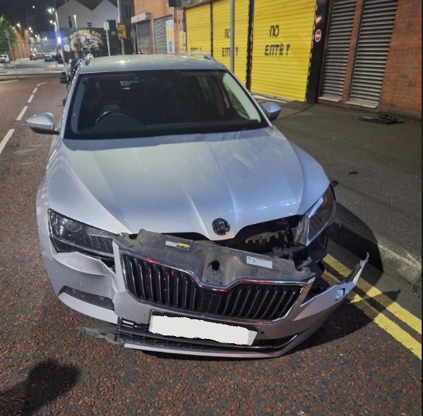 Damage caused to one of the police cars