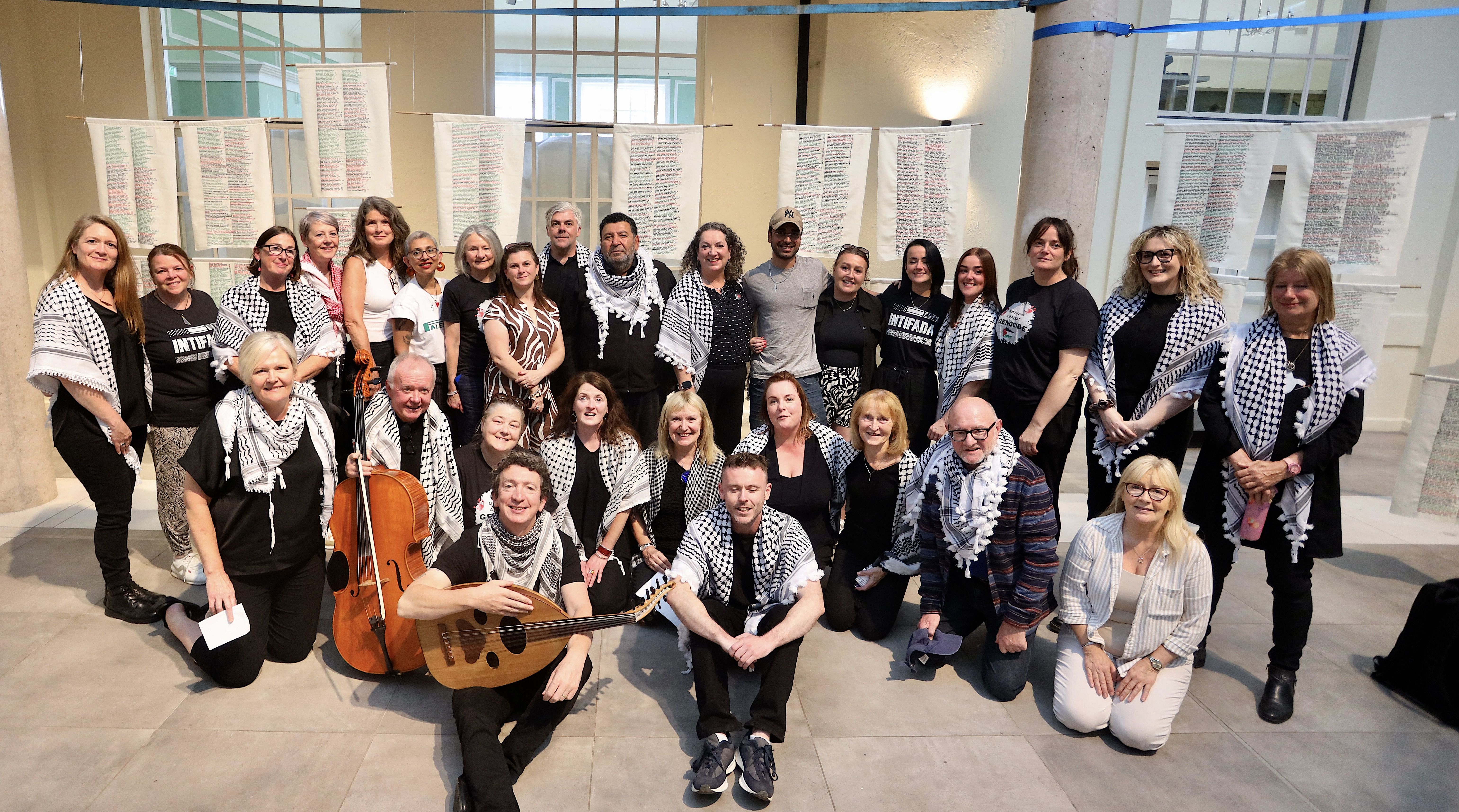 CORK TO BELFAST: Mothers Against Genocide and the musicians from Cork after their emotional performance on Sunday