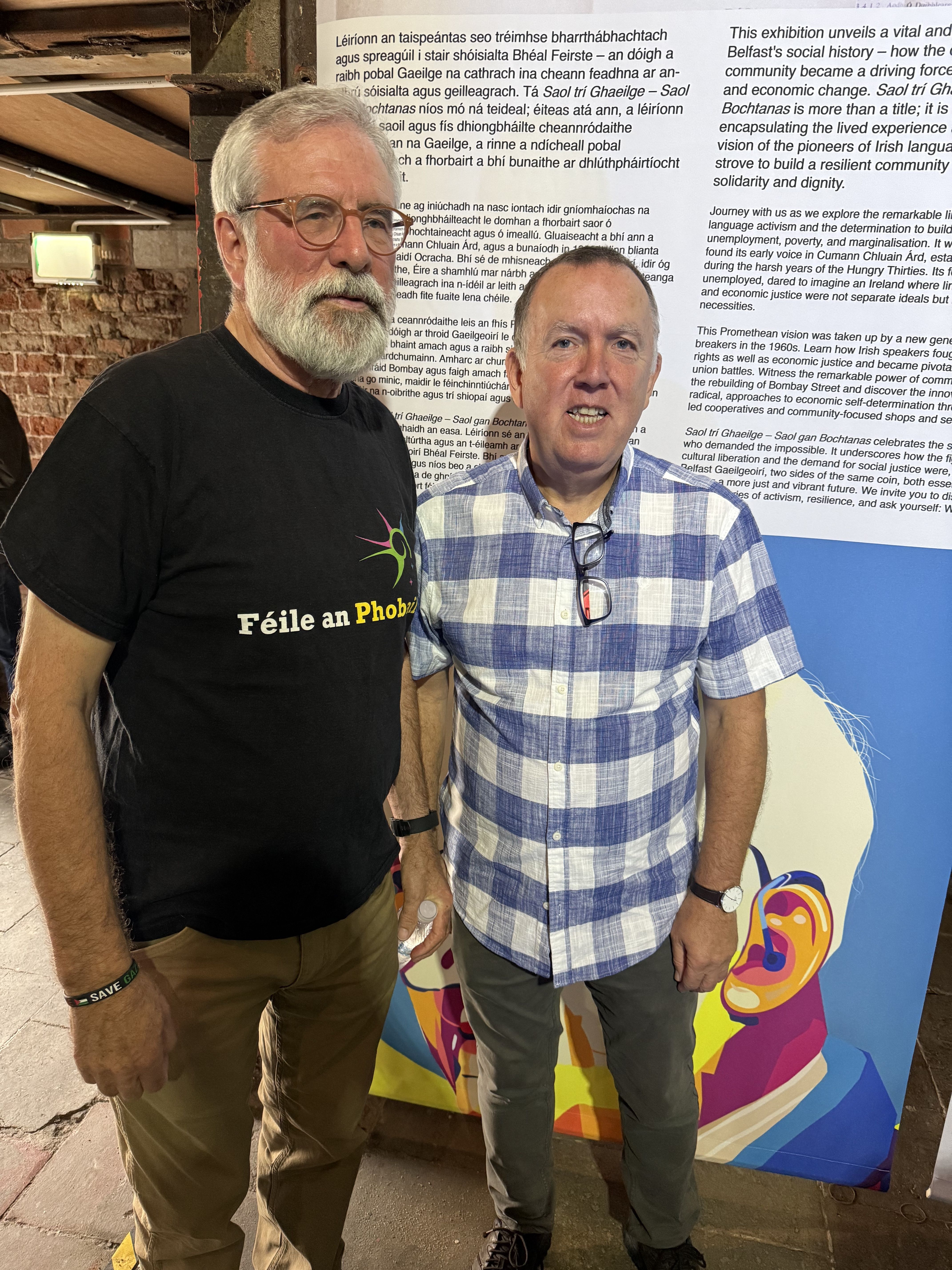 TAISPEÁNTAS: Gerry Adams with Spórtlann na hÉireann Chair Pilib Ó Ruanaidh. Spórtlann na hÉireann is driving the GaelStair project. 