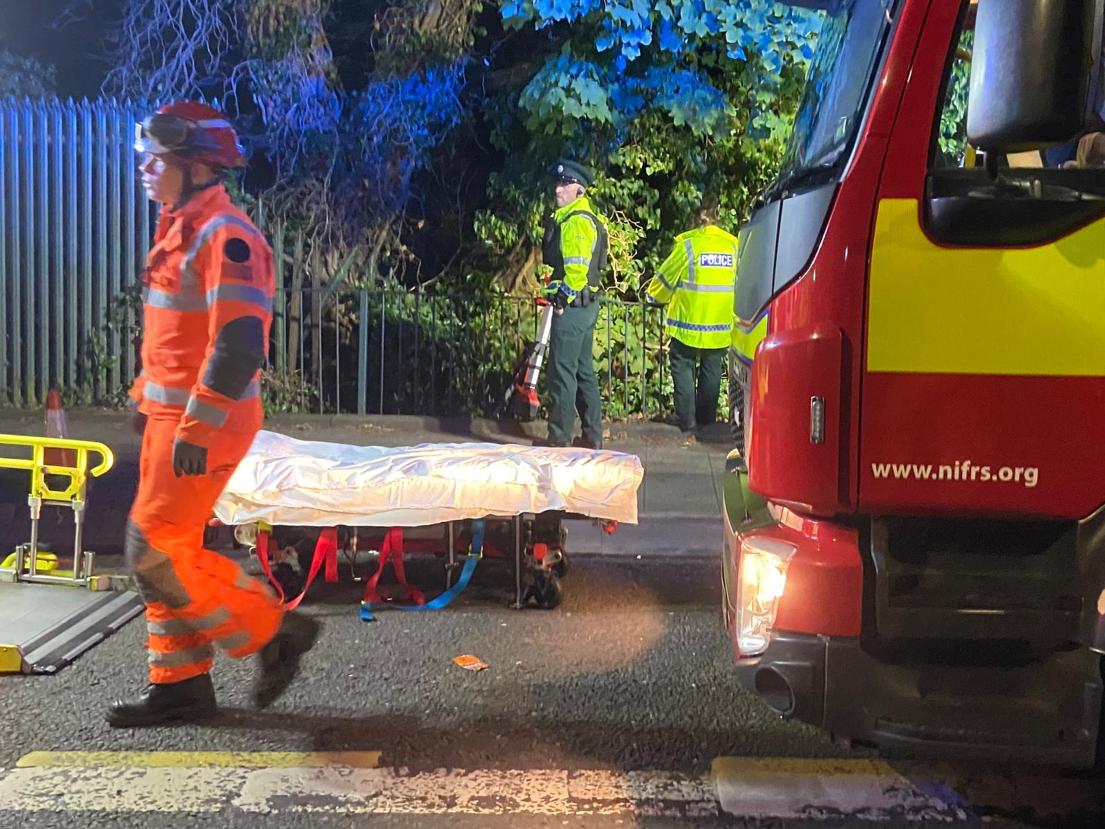 RESCUE: Emergency services attending the incident in the Falls Park on Saturday night