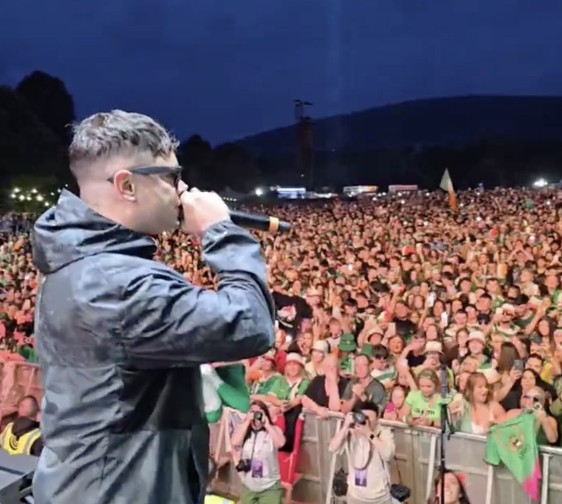 SUPPORT: Móglaí Bap on stage in the Falls Park on Sunday night