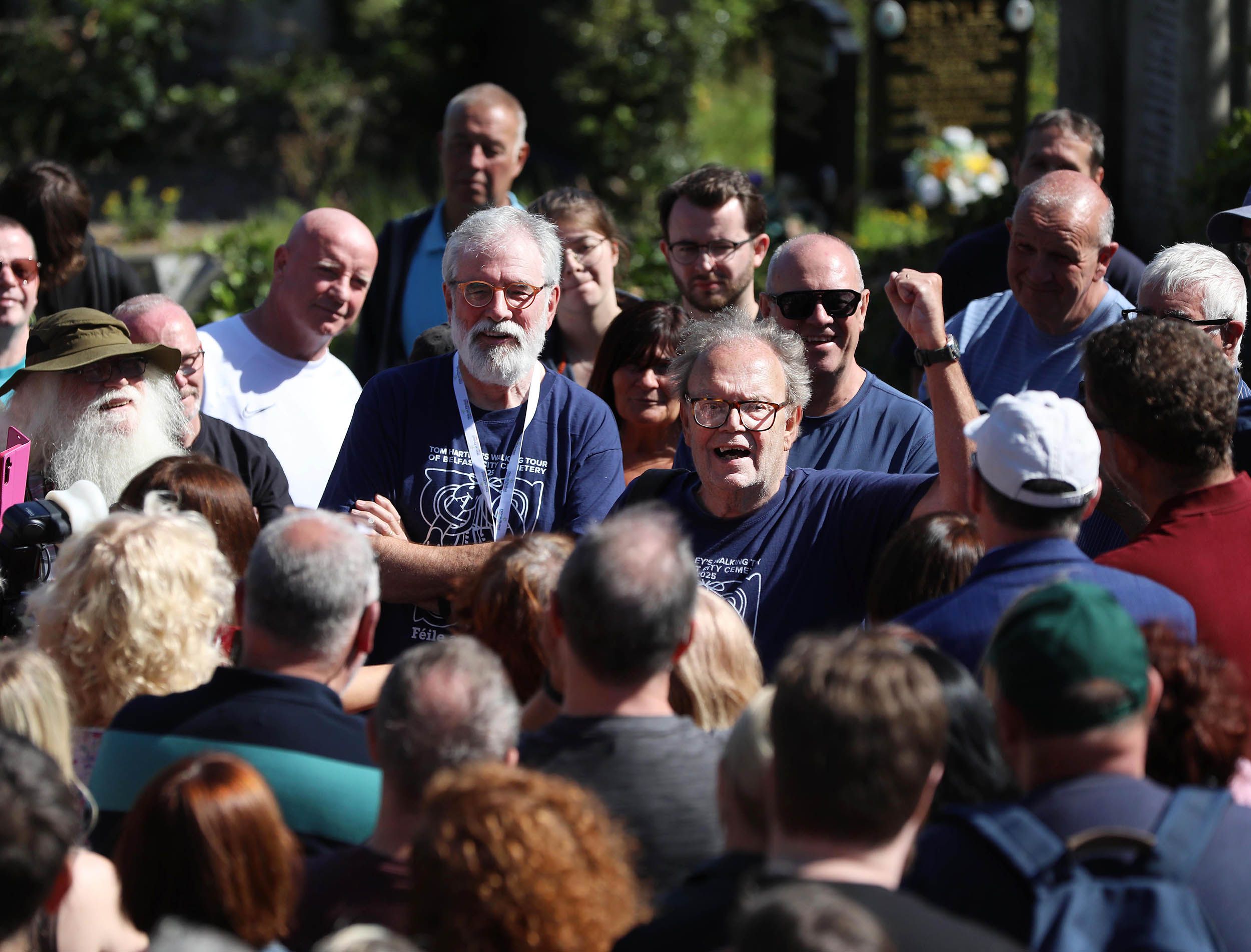 DANDER DENOUEMENT: Gerry Adams joined Tom Hartley for his final walking tour of the City Cemetery last Saturday 