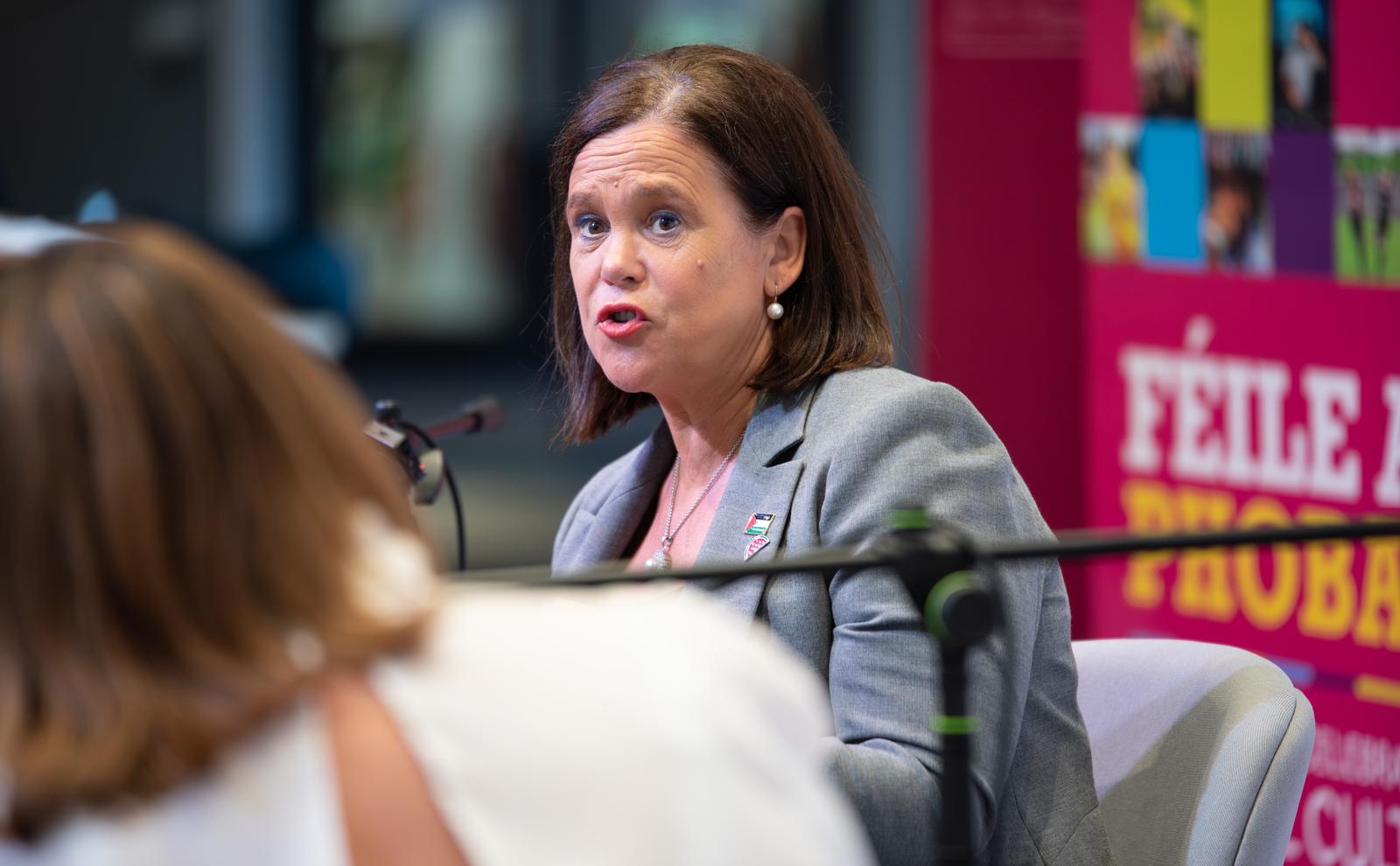 PRESIDENTIAL POTENTIAL: Mary Lou McDonald addressing last week\'s Féile an Phobail