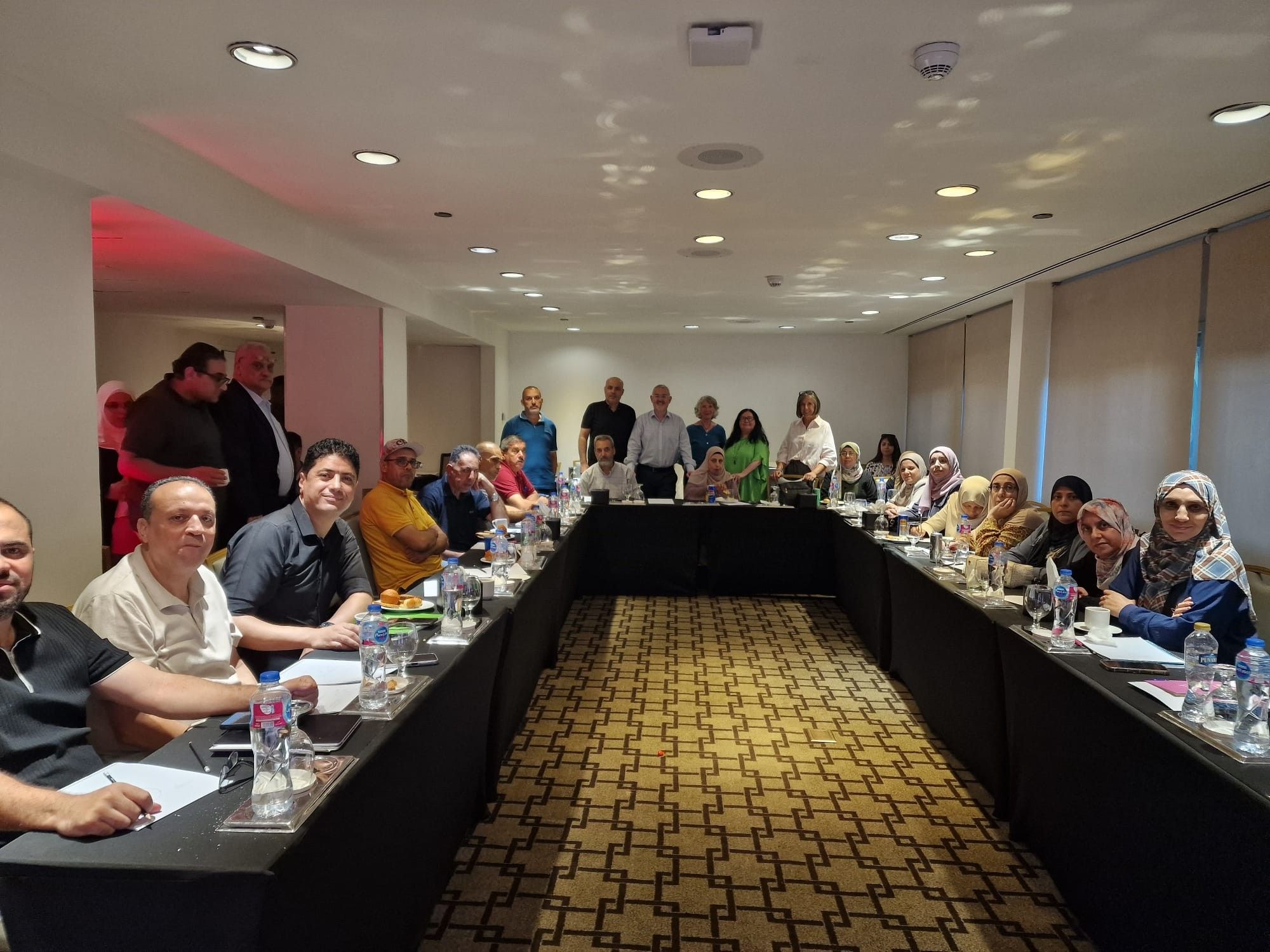 COLLABORATION: Representatives from Queen\'s University and Forward Thinking charity meet with a delegation of Palestinian educators in Cairo
