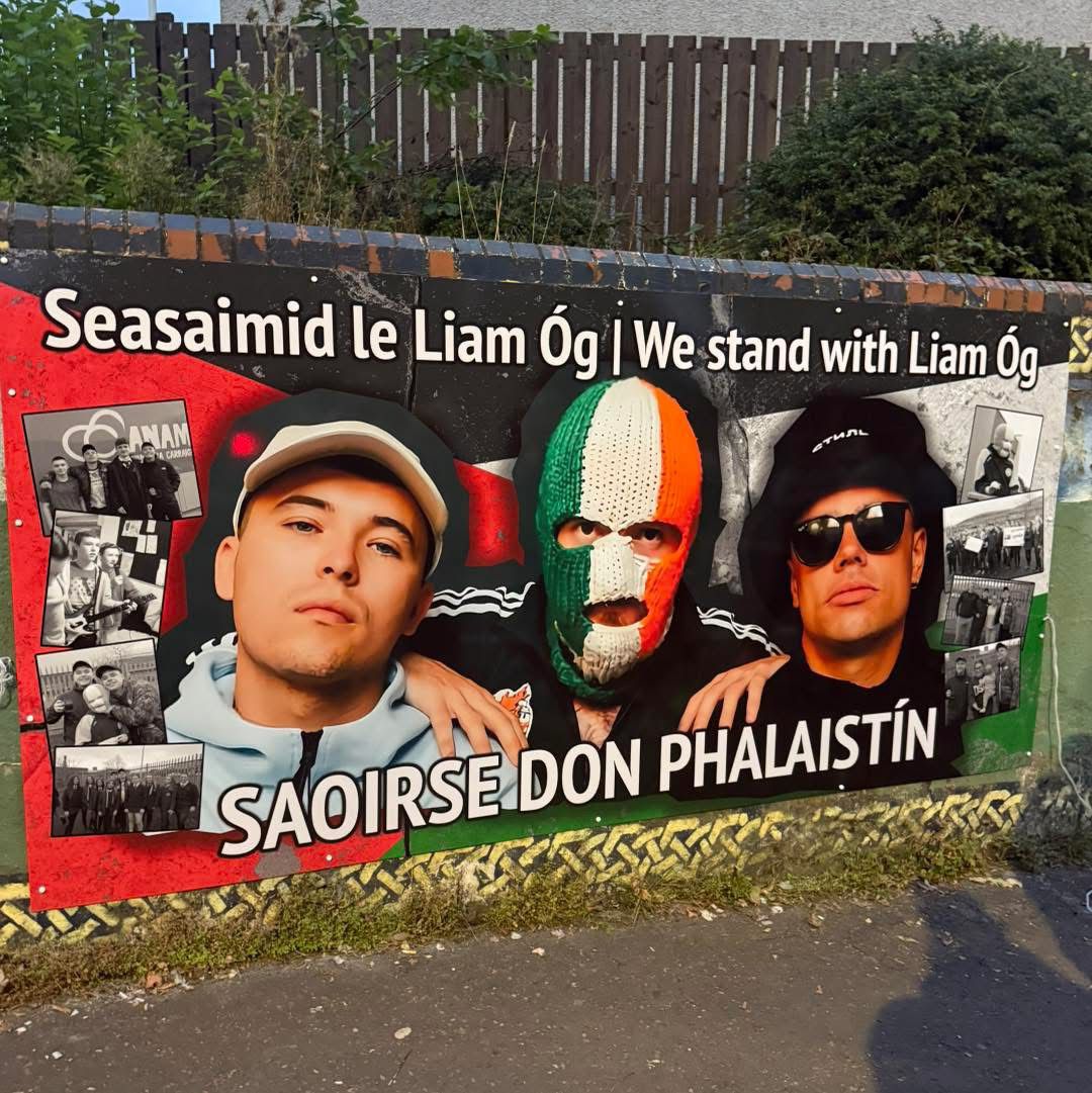 SUPPORT: The new mural on the Whiterock Road in solidarity with Kneecap member Liam Óg Ó hAnnaidh