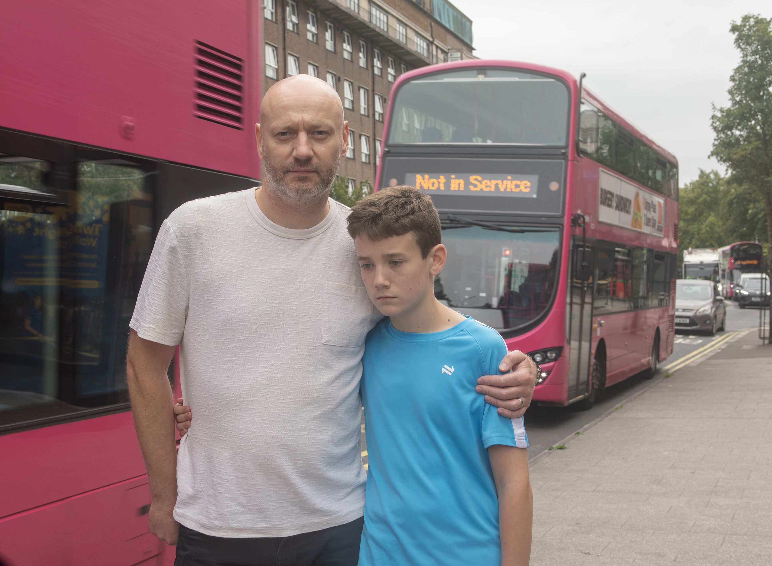 UNFAIR: Damian Heverin and son Daniel (11)