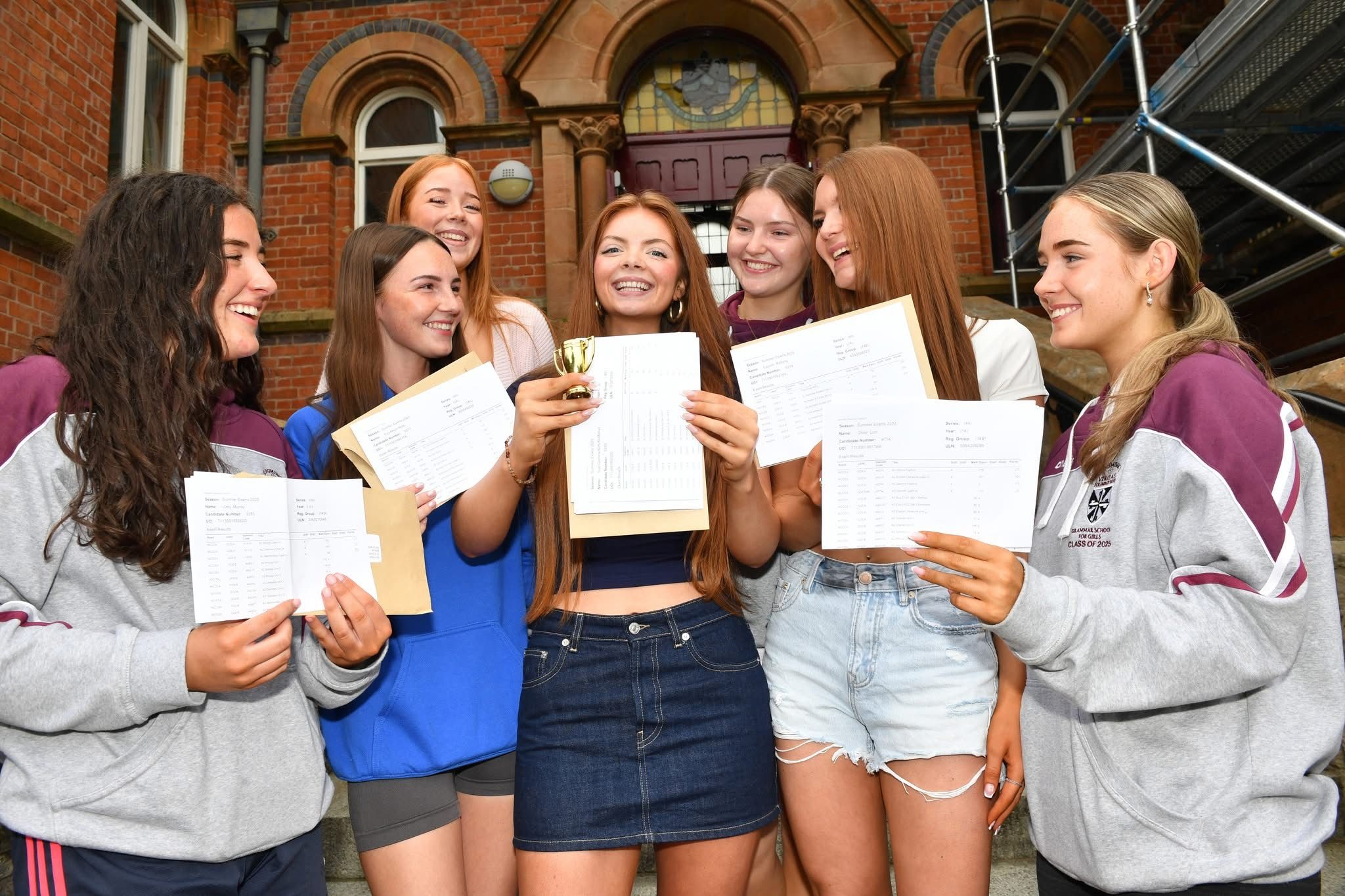 WORTH WAITING FOR: Pupils celebrating their A-Level results last week