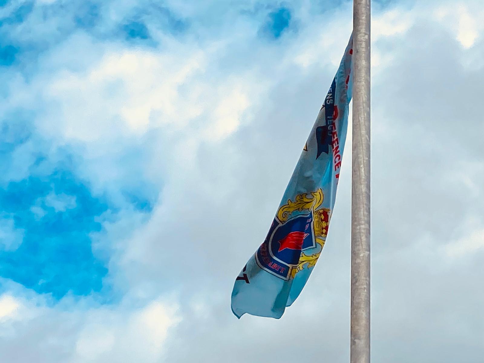 INTIMIDATION: A UDA flag outside a mixed housing development in the lower Oldpark
