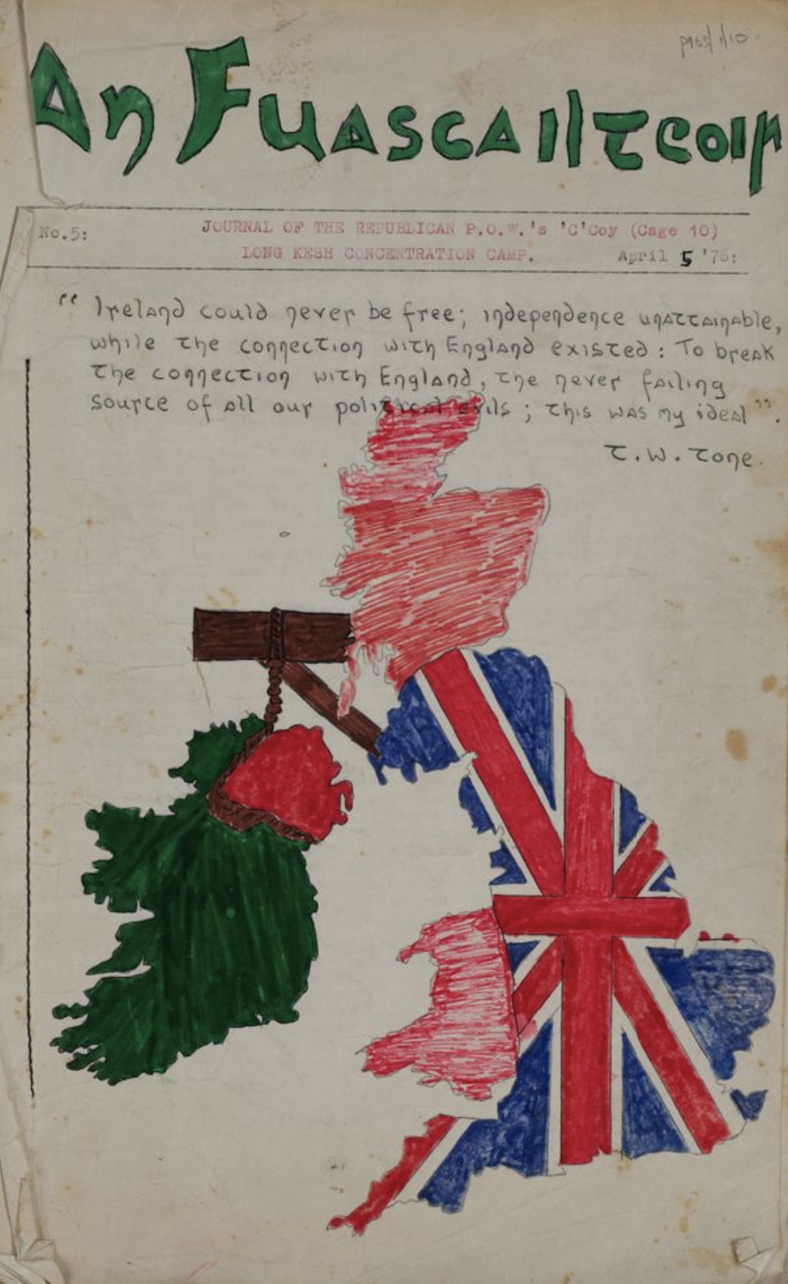 ARCHIVED: The front cover of one of the journals published by Paddy McMenamin in Long Kesh