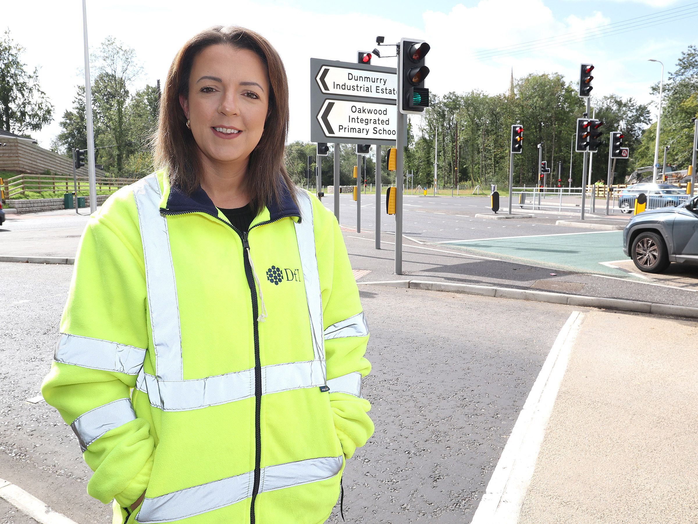 WELCOME: Infrastructure Minister Liz Kimmins inspects the work at The Cutts
