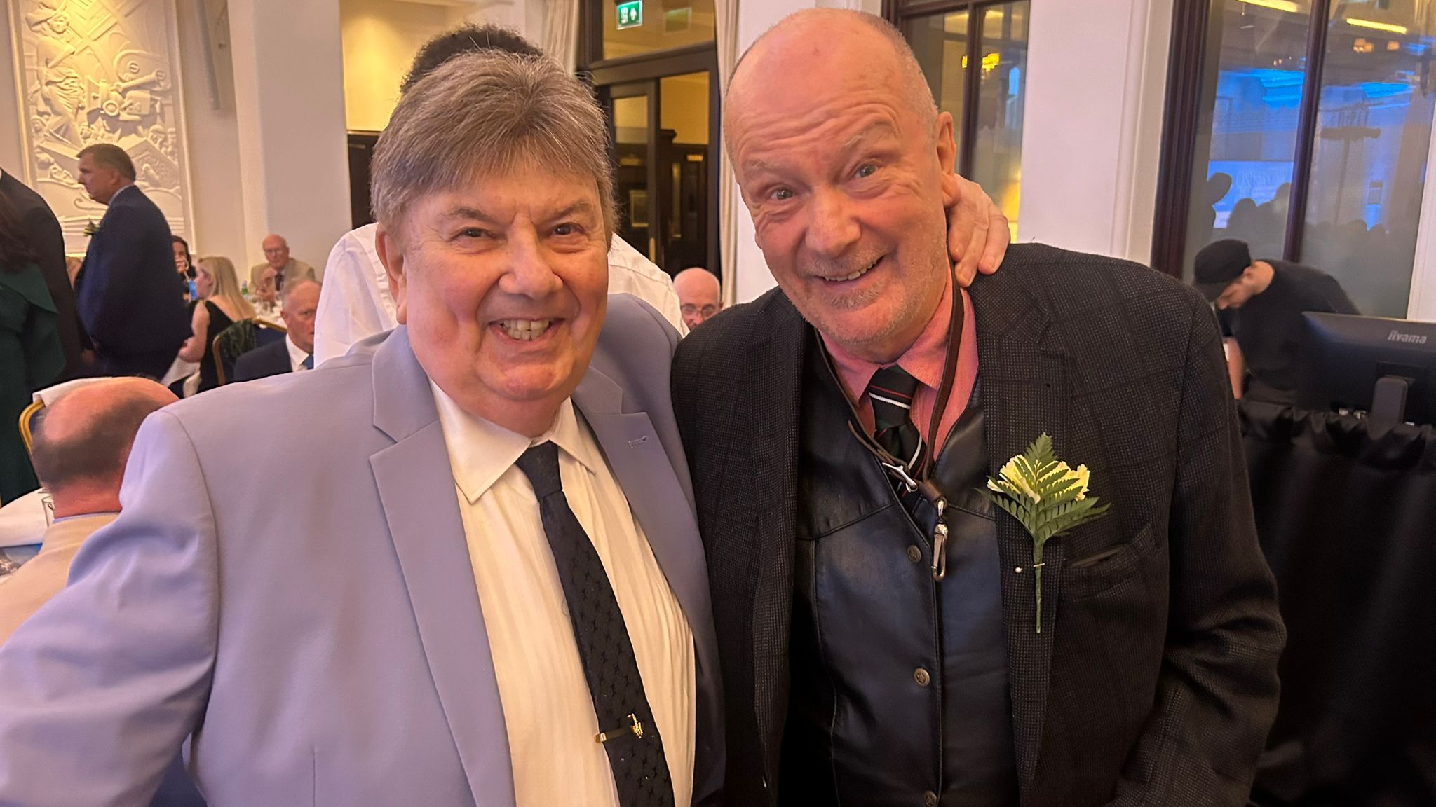 STILL CRAZY AFTER ALL THESE YEARS: Des Lee (McAlea) of Andersonstown in West Belfast with Keith Donald, once of East Belfast, united in music. 