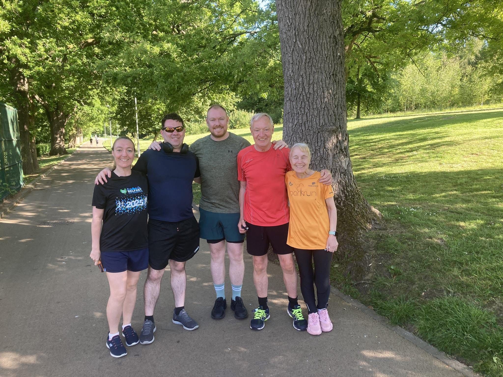 FAMILY PARKRUN: Dan Turley with daughter Christine, son-in-law Rob, son Danny and wife Rita