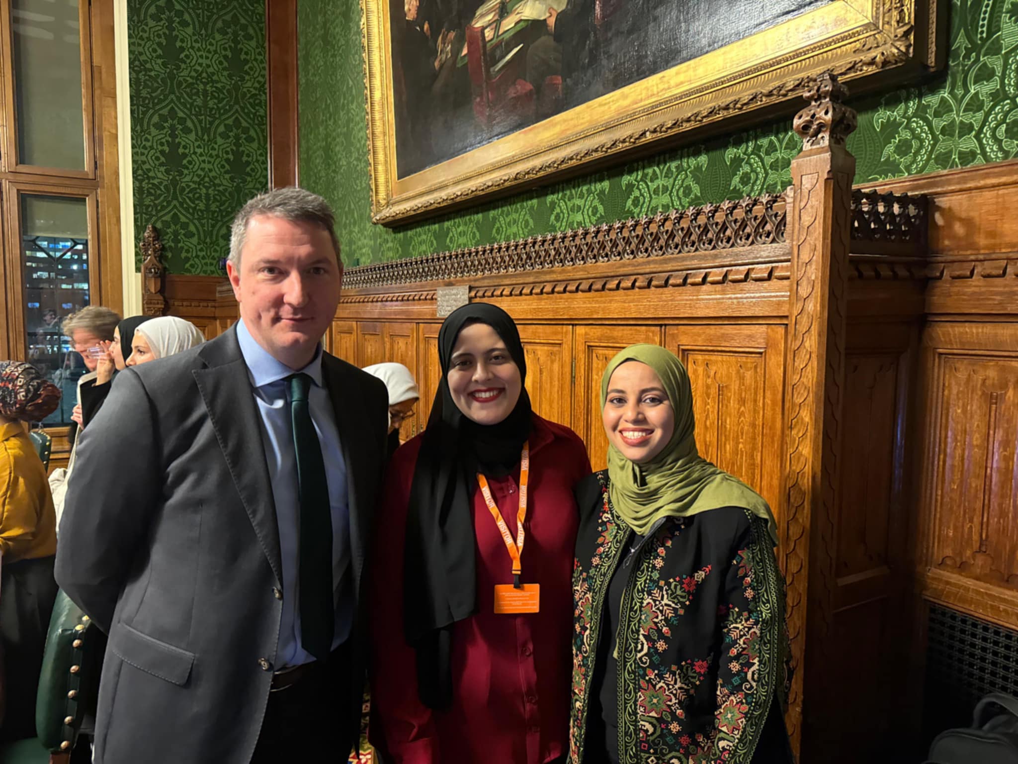 MEETING: John Finucane MP with Palestinian students Shatha Alhajahmed and Soha Abu Eid