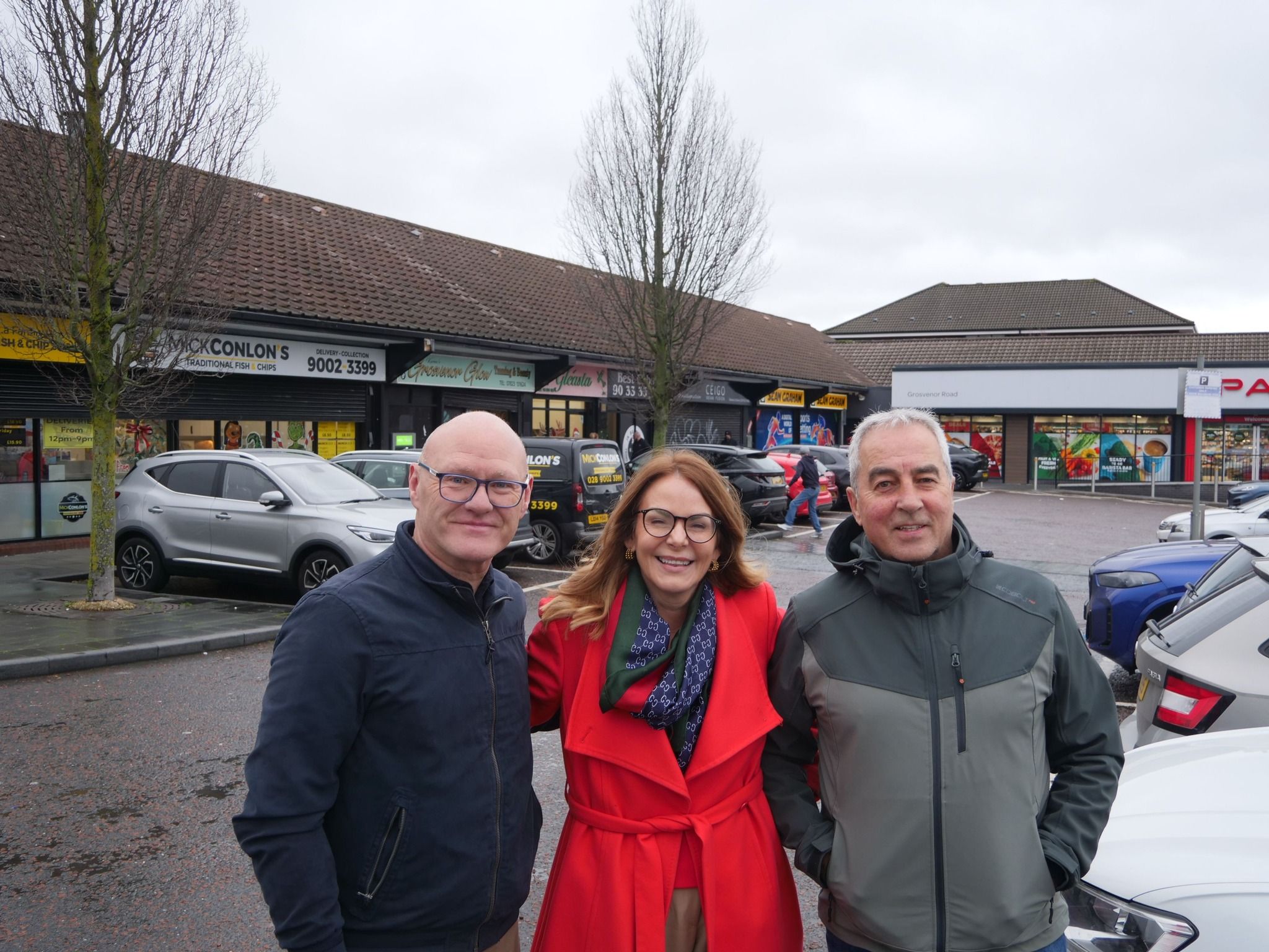 WELCOME: Paul Maskey MP, Councillor Tina Black and Pat Sheehan MLA