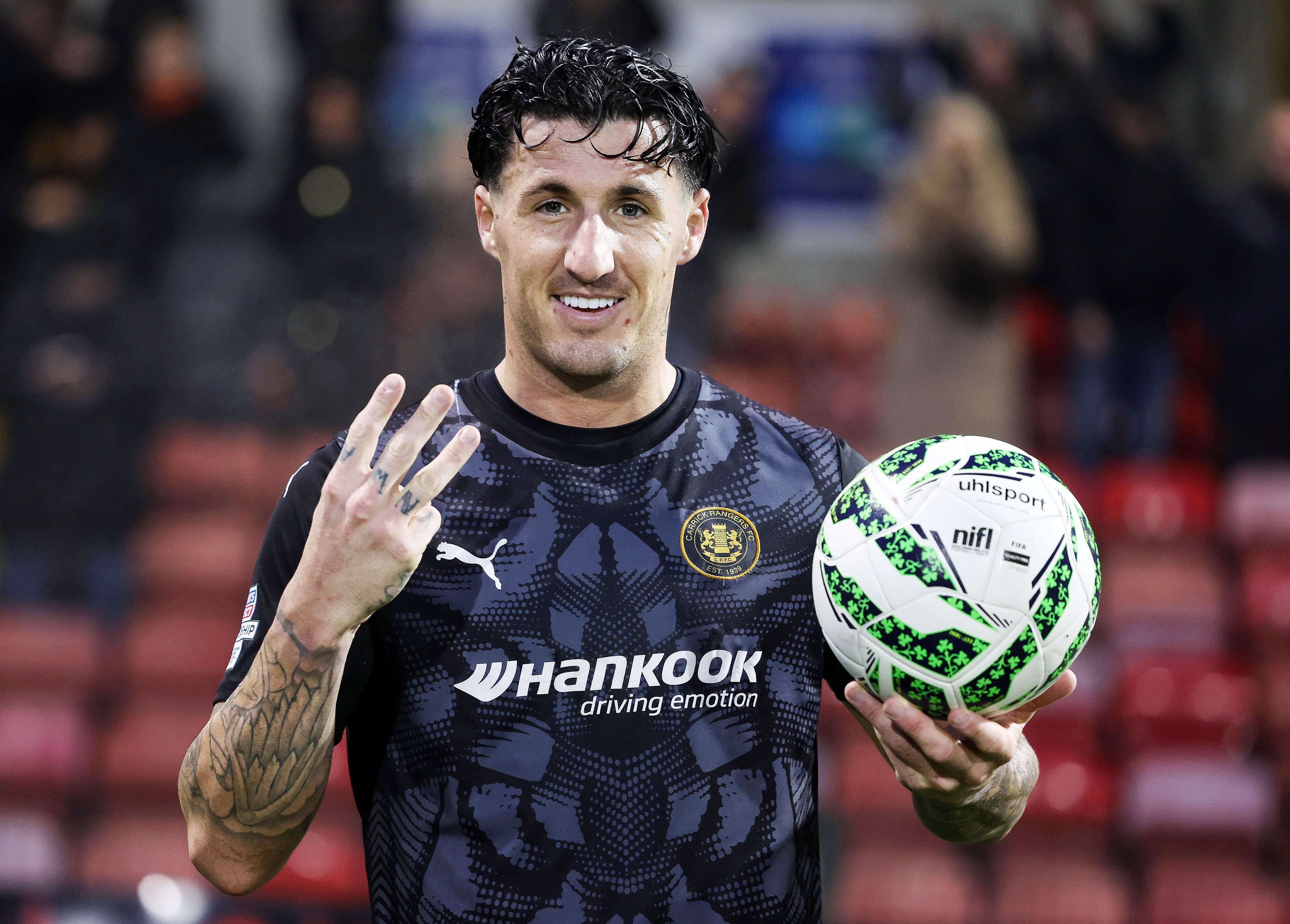 ONE, TWO, THREE: Danny Gibson\'s hat trick heroics secured the points