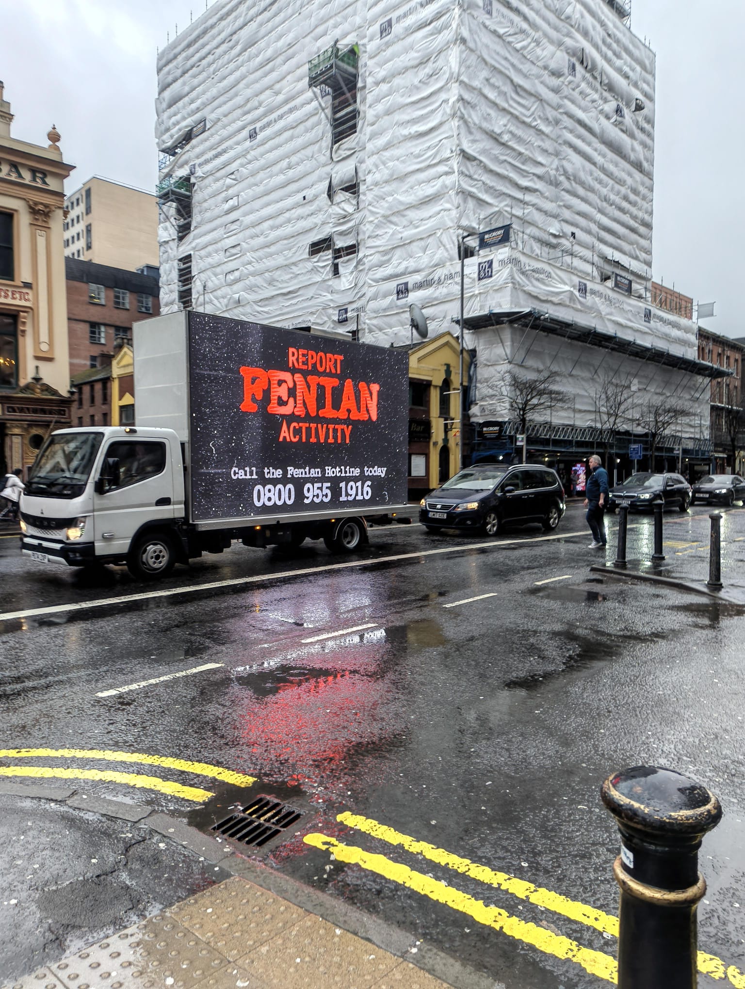 TOUTLINE: The van in Belfast city centre today, Thursday 