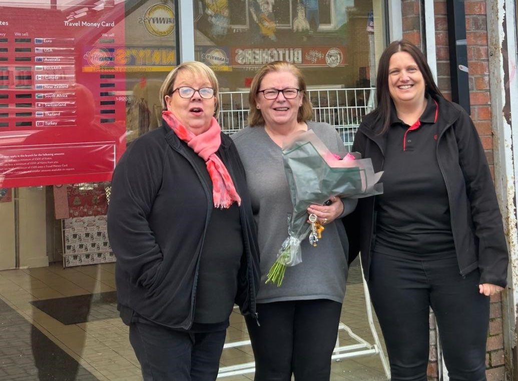 END OF AN ERA: Kate Reynolds, Christine McAloone and Nicola Bradley from Duncairn Post Office