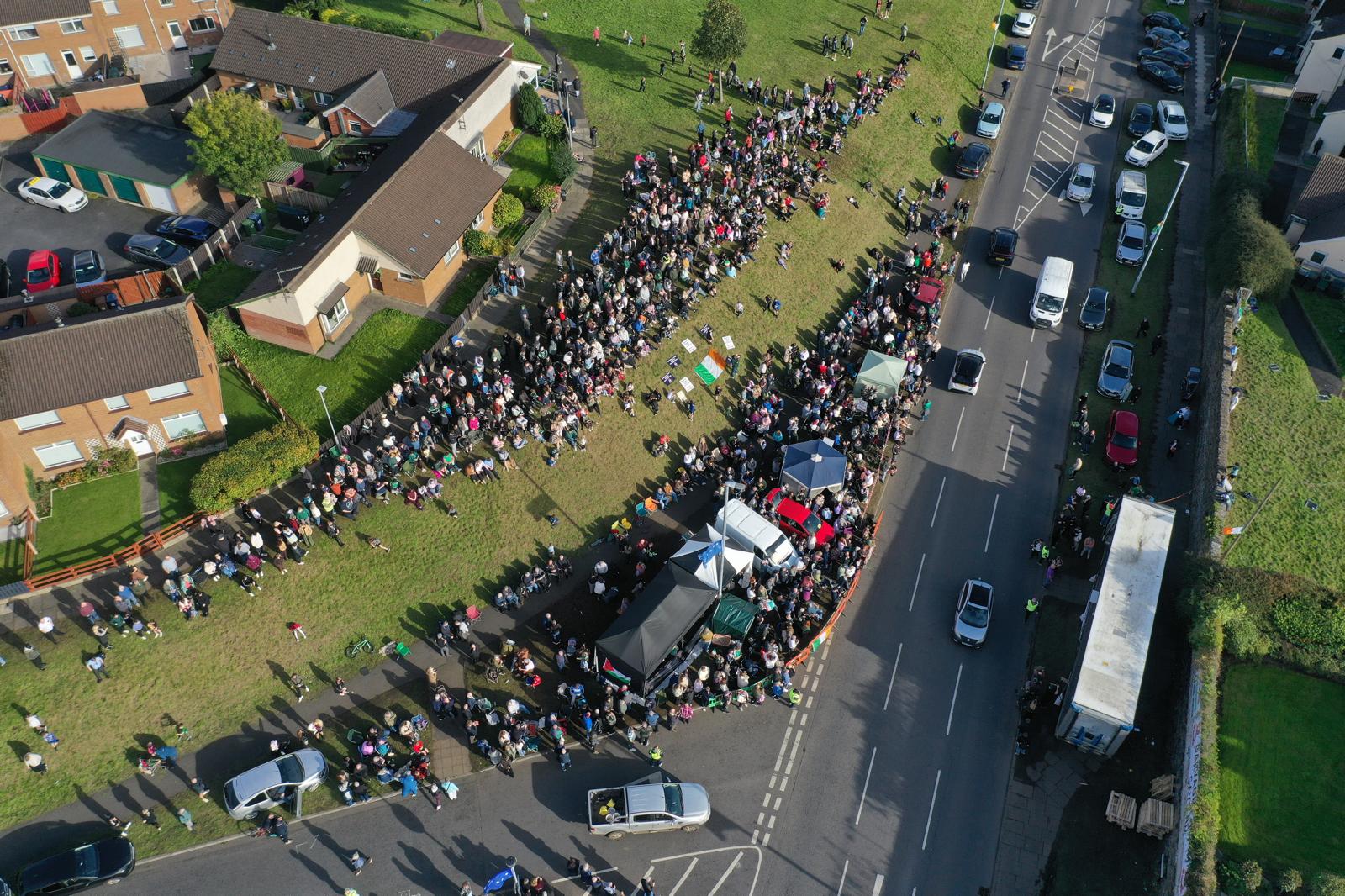 SUPPORTERS: Crowds continued to flock to the Garvaghy Road on Friday, as talks aimed at resolving the dispute collapsed on Friday night 