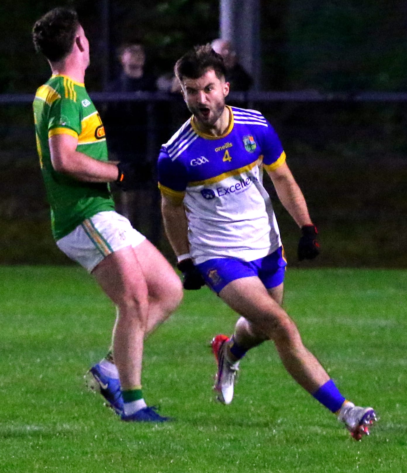 FINAL BOUND: Shay Campbell celebrates a score with a huge win over champions Dunloy
