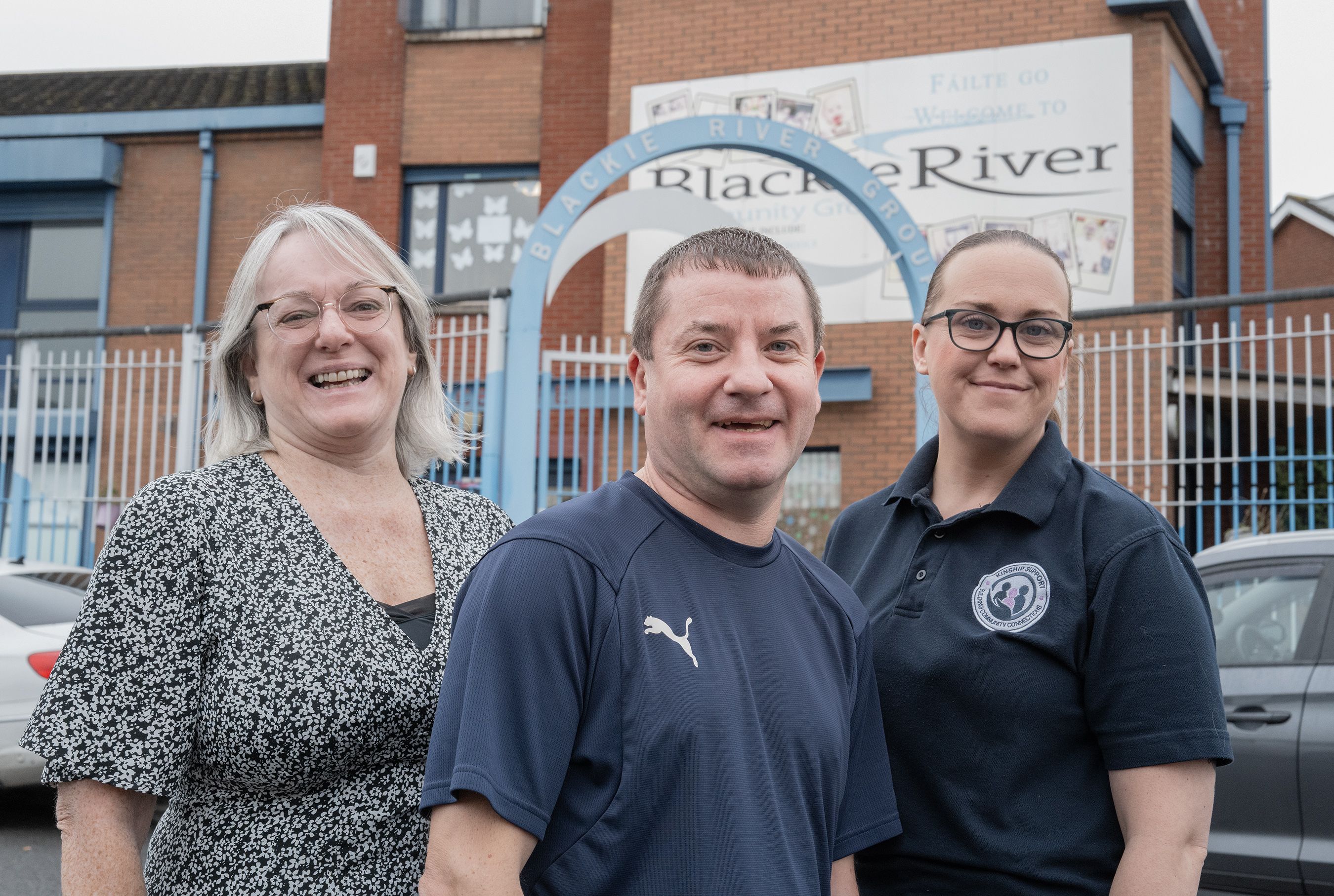 SUPPORT: Ciaran Beattie and Penny Ambrose from Blackie River Community Group with Angela Kennedy, new Kinship Connector and Family Link worker