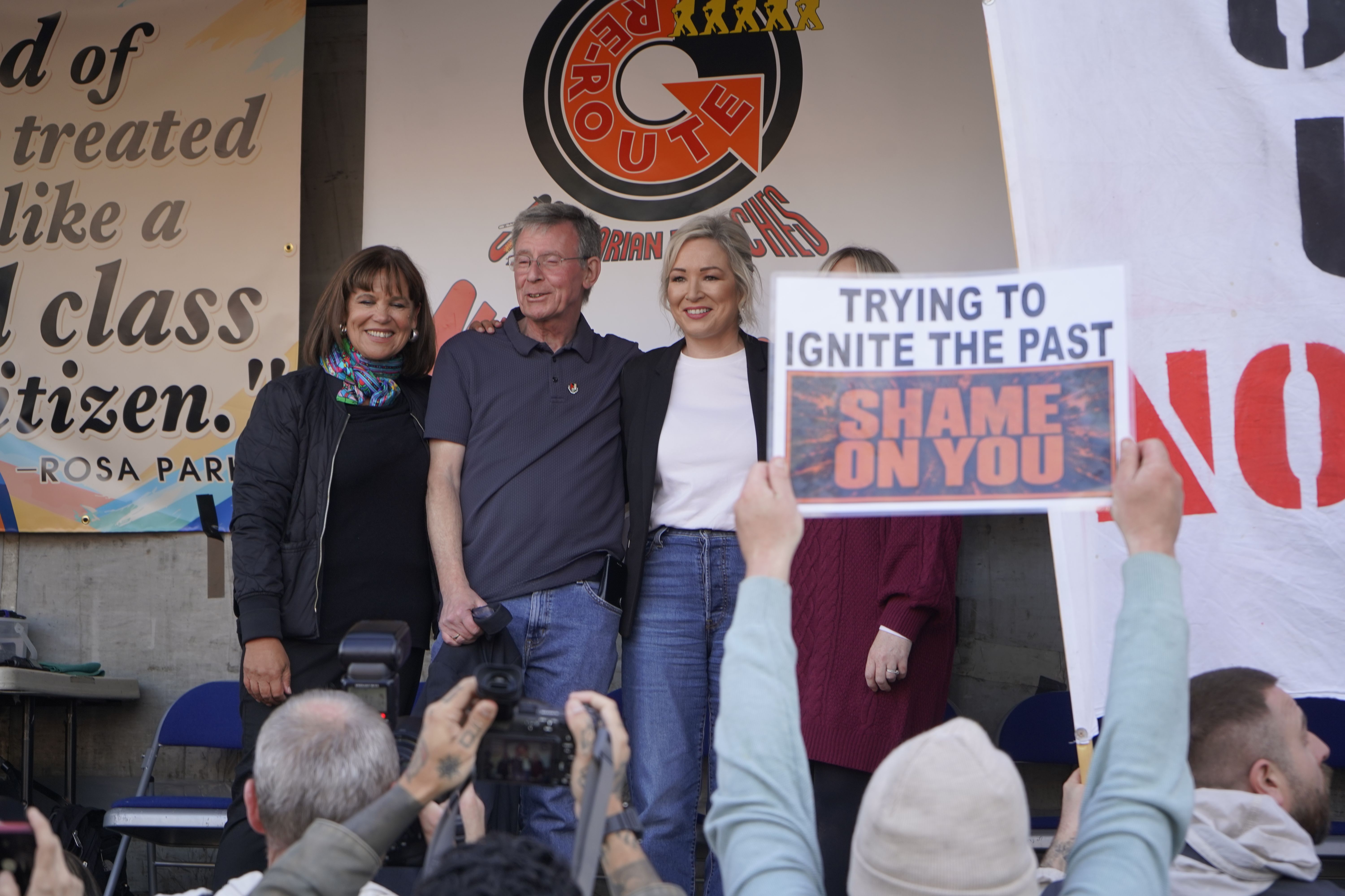 SMILE, PLEASE: Michelle O’Neill’s Garvaghy Road facial expressions were the pressing issue on the wireless on Thursday past