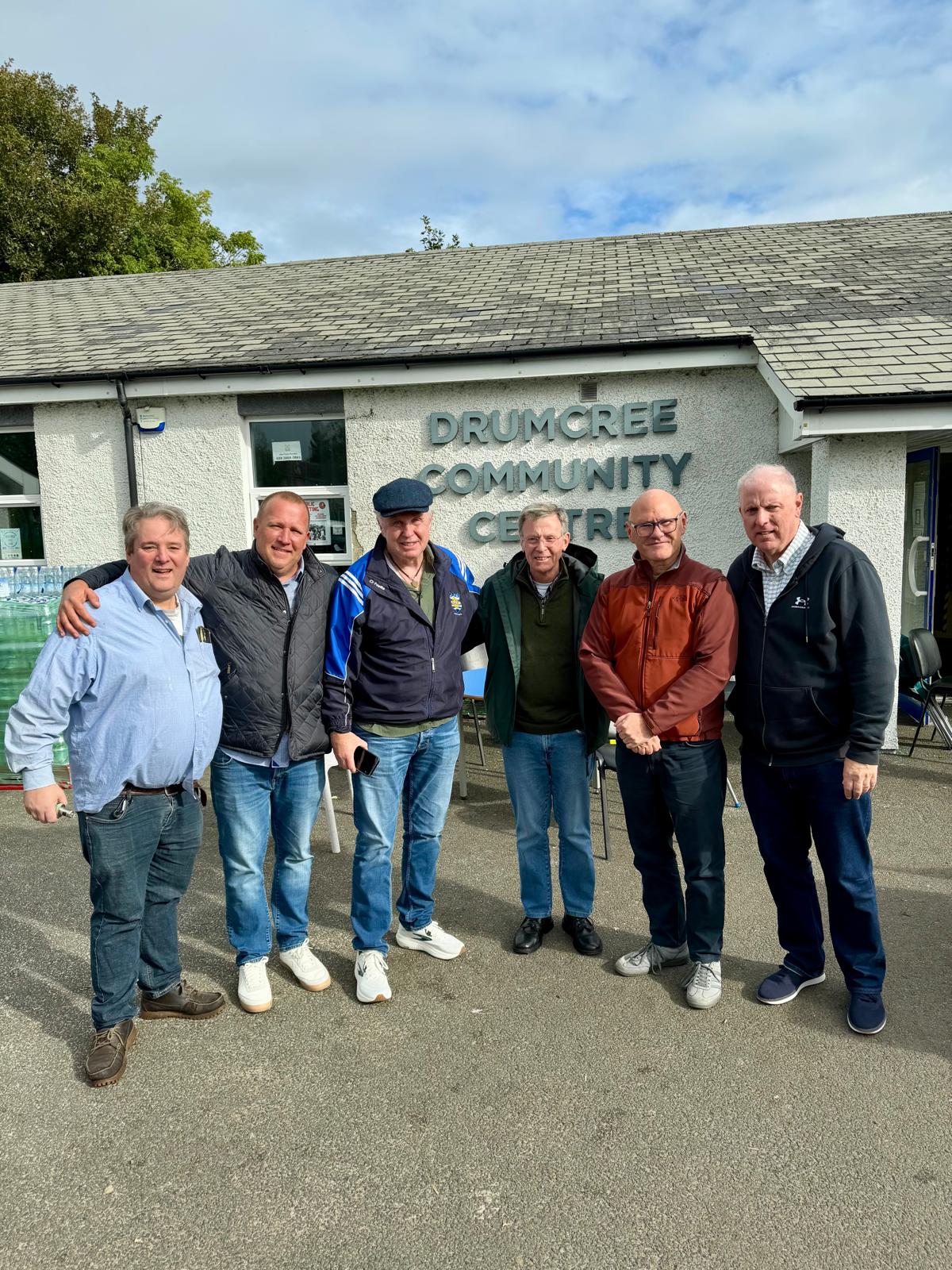 SUPPORT: Senator Joe Cryan, right, visited the Garvaghy Road on Tuesday