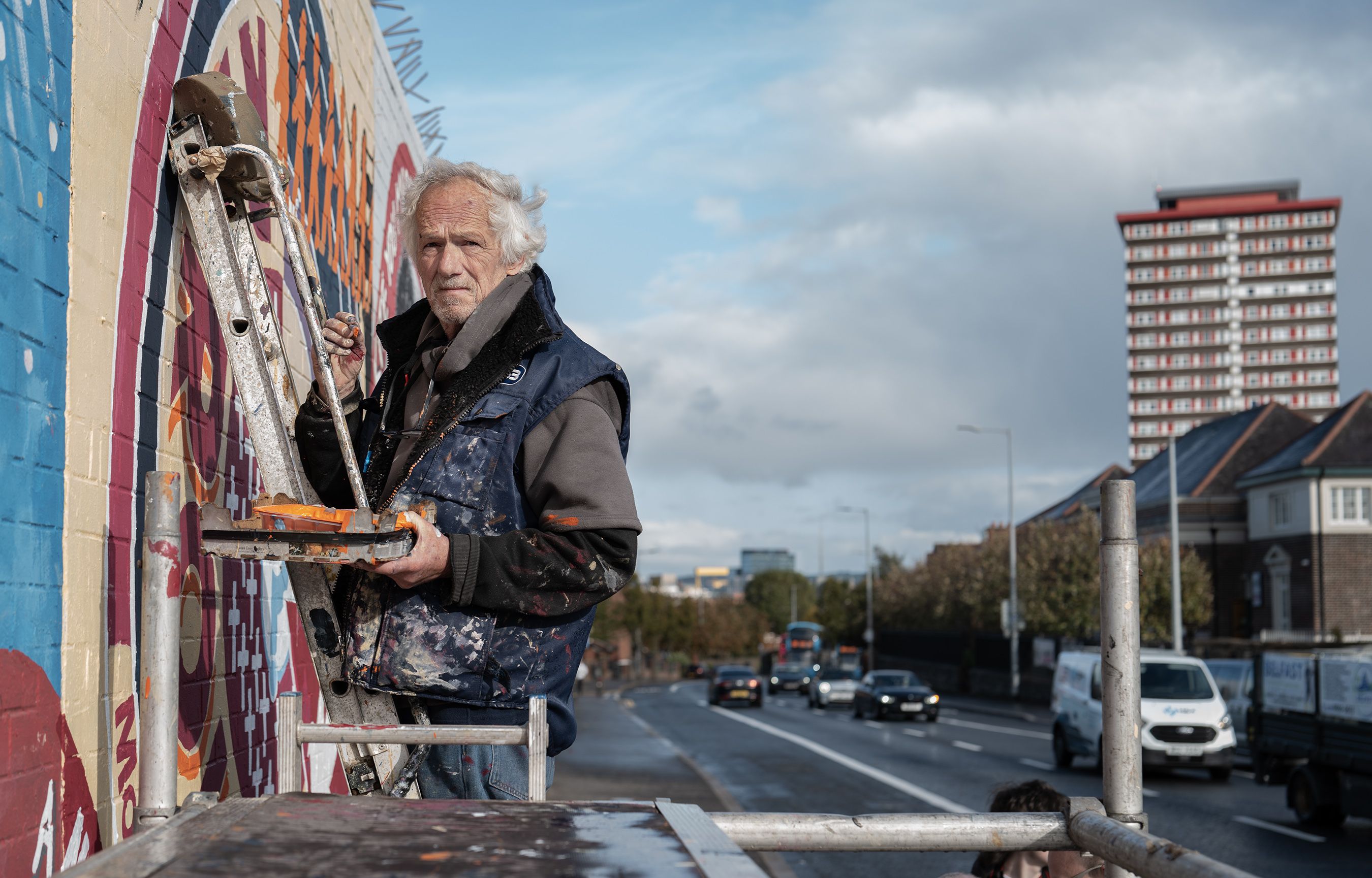 NEW MURAL: Danny Devenny is painting the piece of wall art on the Falls Road